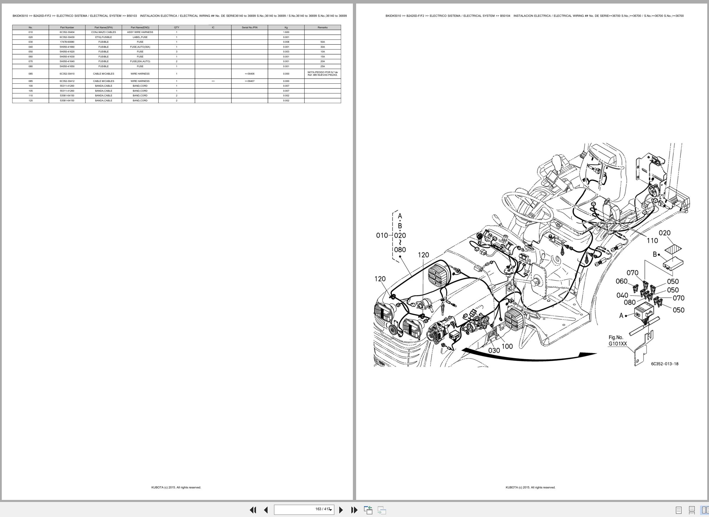 Kubota Tractor B2420D F B2420D F2 Spare Parts Catalog EN ES (2)