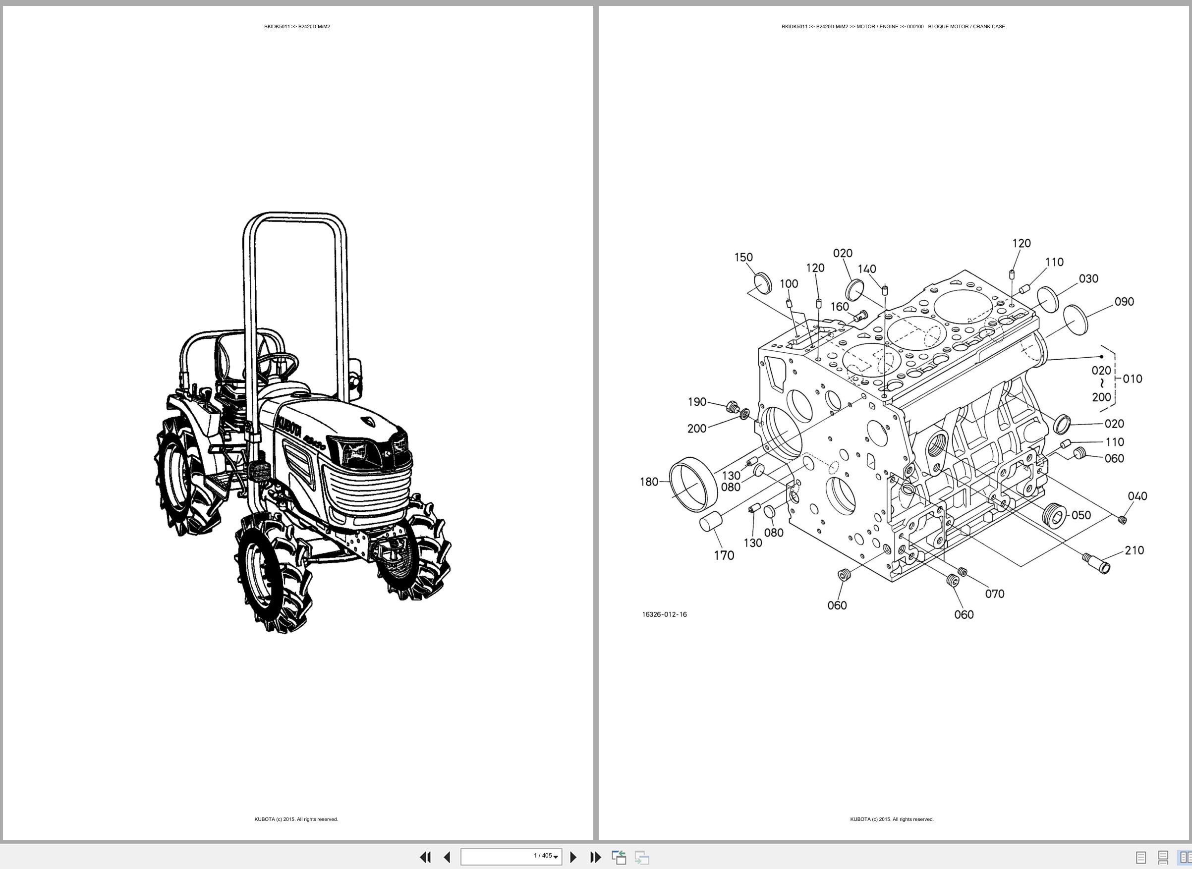 Kubota Tractor B2420D M B2420D M2 Spare Parts Catalog EN ES (1)