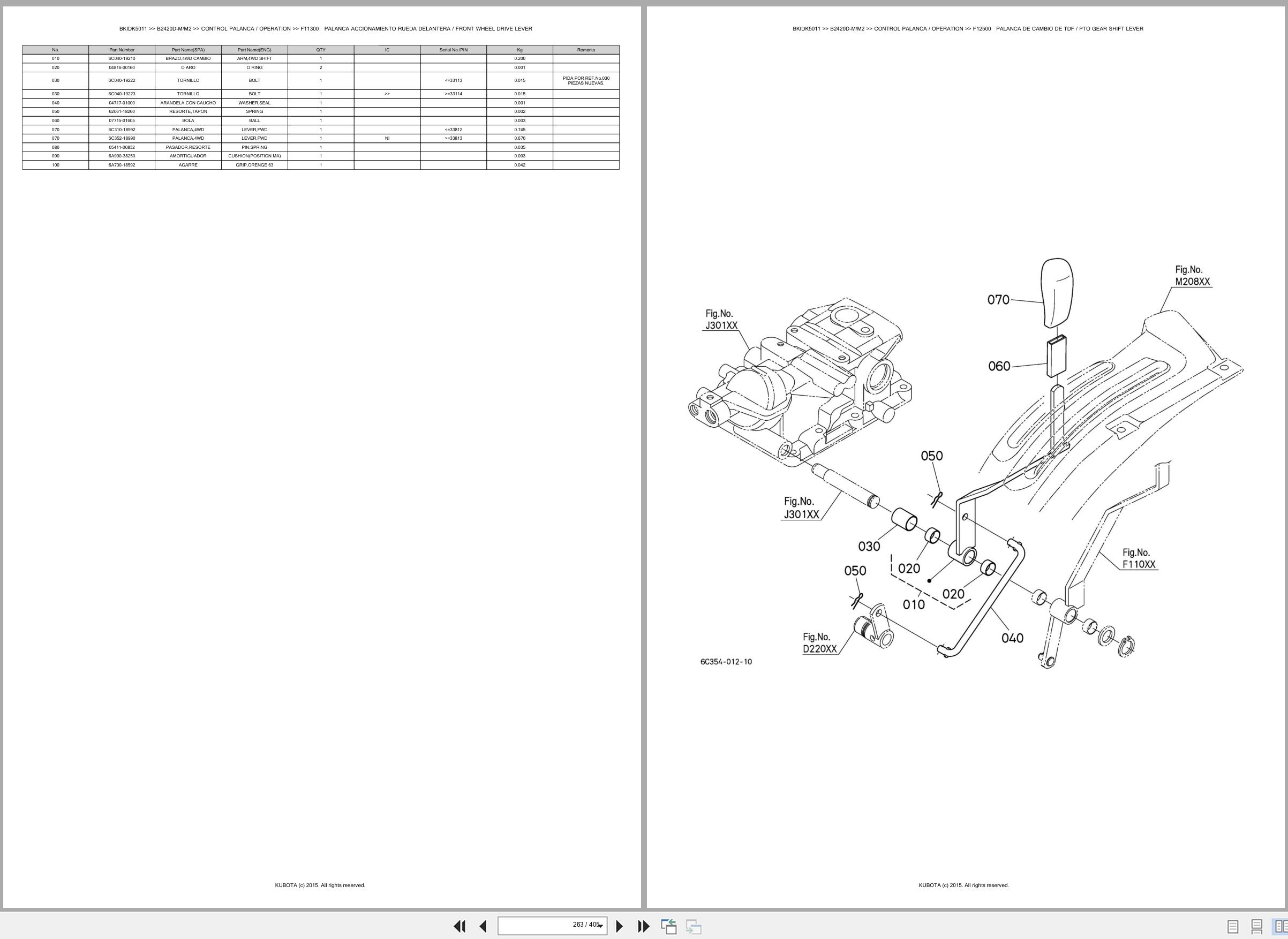 Kubota Tractor B2420D M B2420D M2 Spare Parts Catalog EN ES (3)
