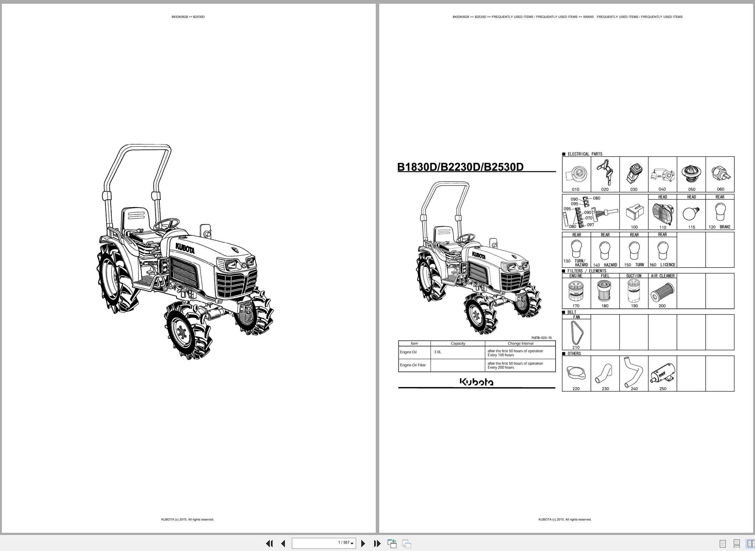 Kubota Tractor B2530D Spare Parts Catalog EN ES (1)