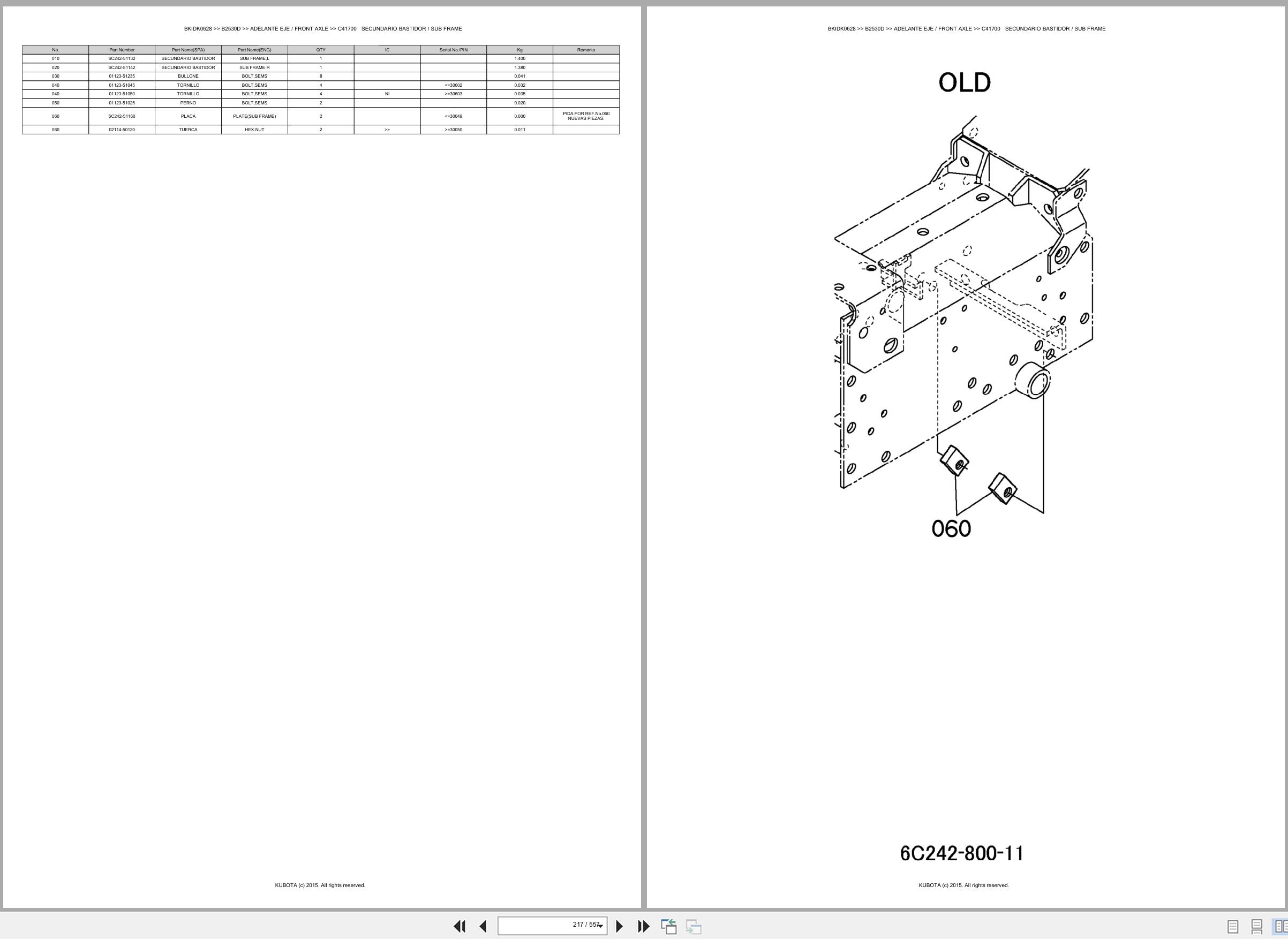 Kubota Tractor B2530D Spare Parts Catalog EN ES (2)