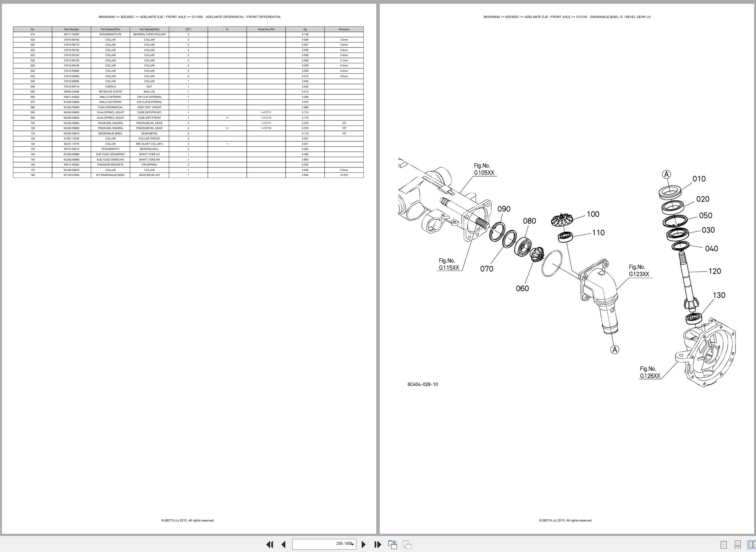 Kubota Tractor B2530DC Spare Parts Catalog EN ES (2)