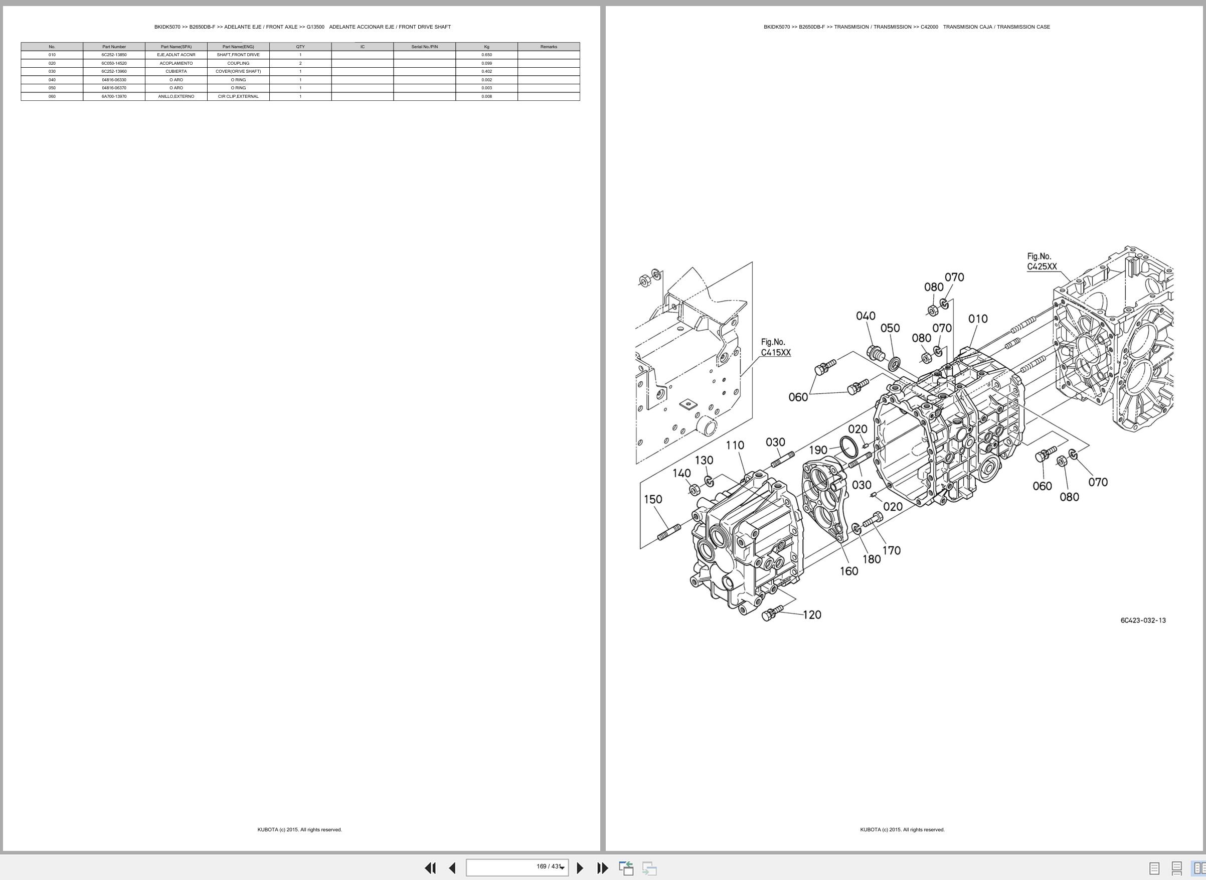 Kubota Tractor B2650DB F Spare Parts Catalog EN ES (2)