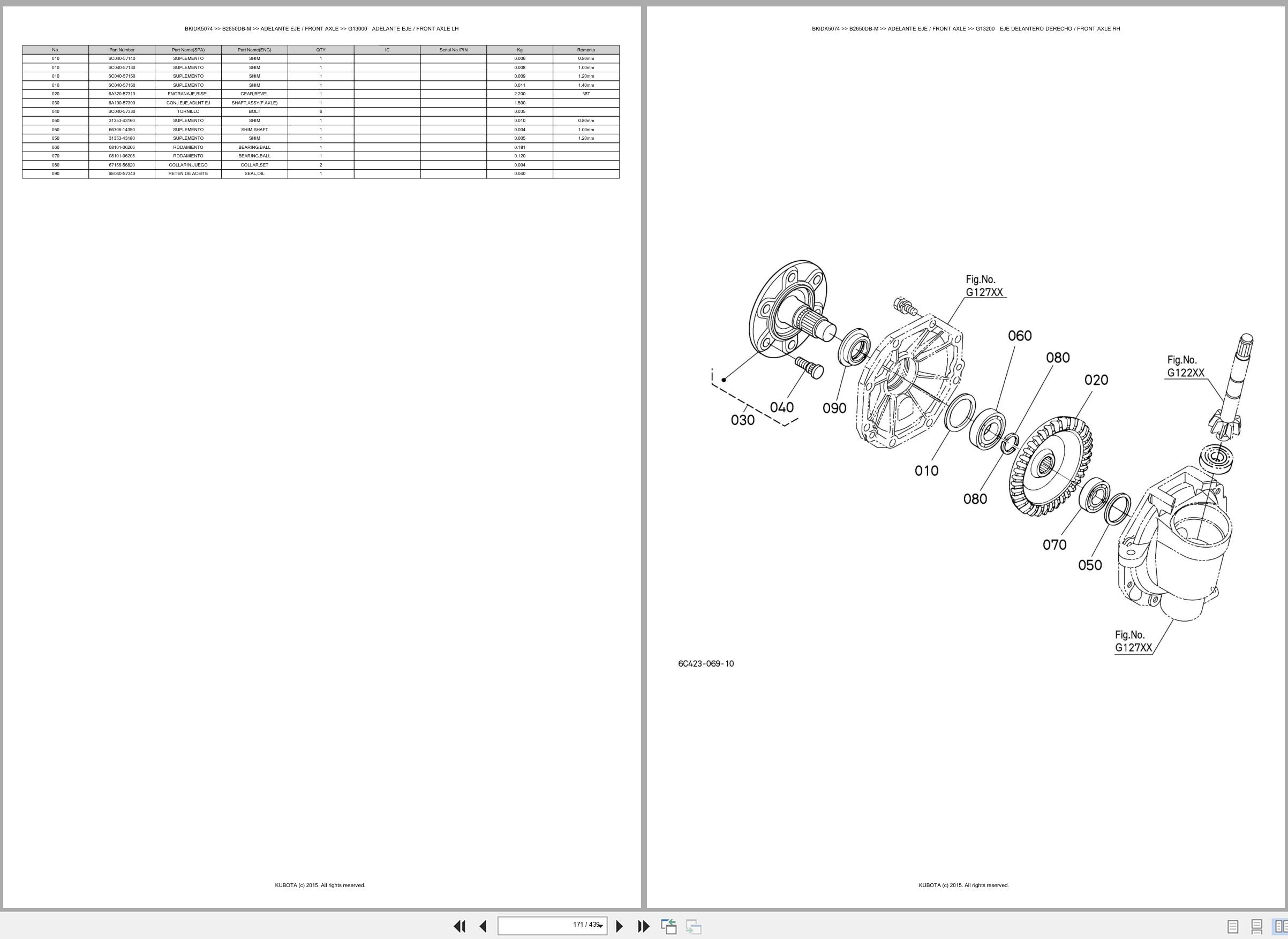 Kubota Tractor B2650DB M Spare Parts Catalog EN ES (2)