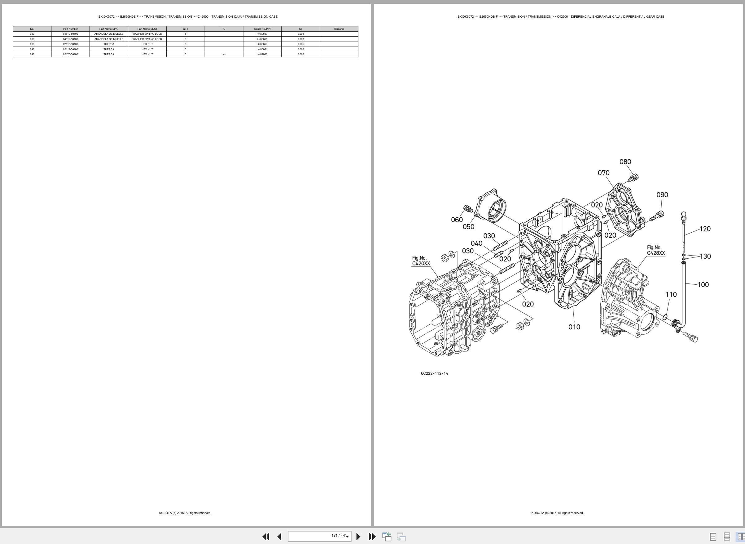 Kubota Tractor B2650HDB F Spare Parts Catalog EN ES (2)