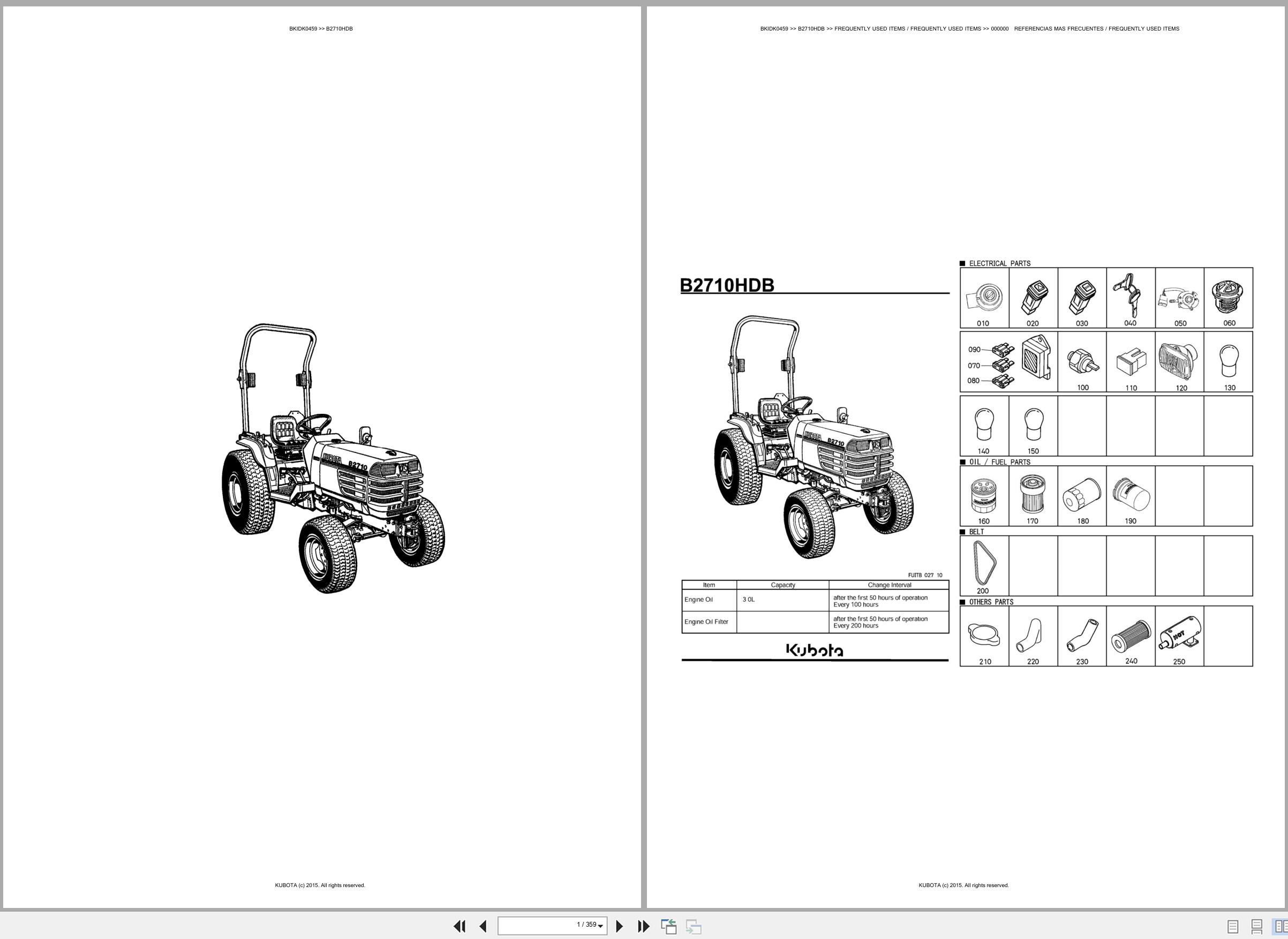 Kubota Tractor B2710HDB Spare Parts Catalog EN ES (1)