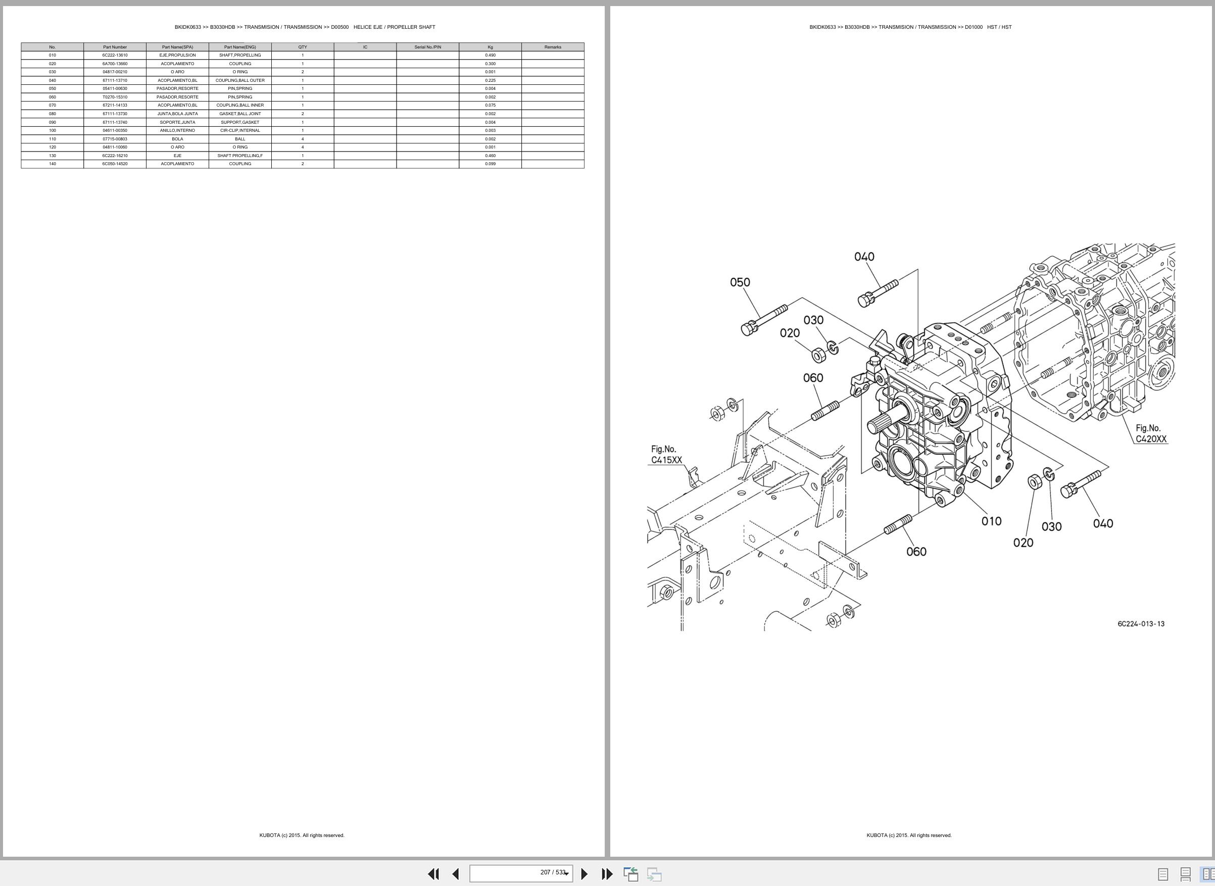 Kubota Tractor B3030HDB Spare Parts Catalog EN ES (2)