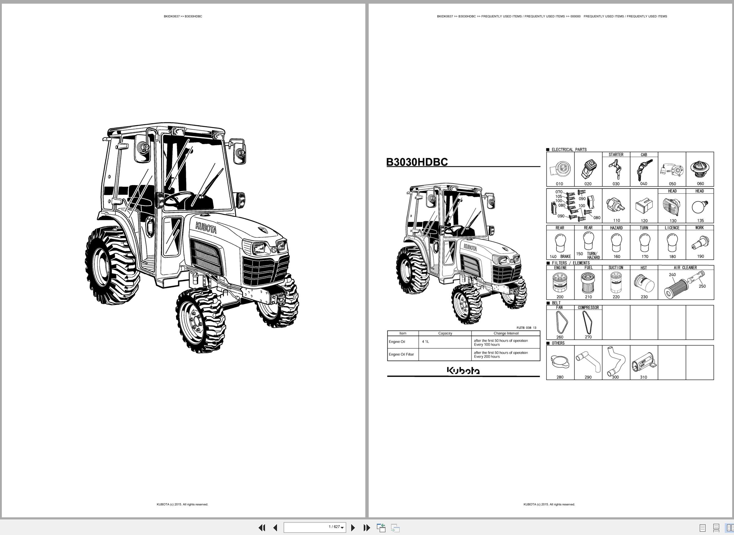 Kubota Tractor B3030HDBC Spare Parts Catalog EN ES (1)