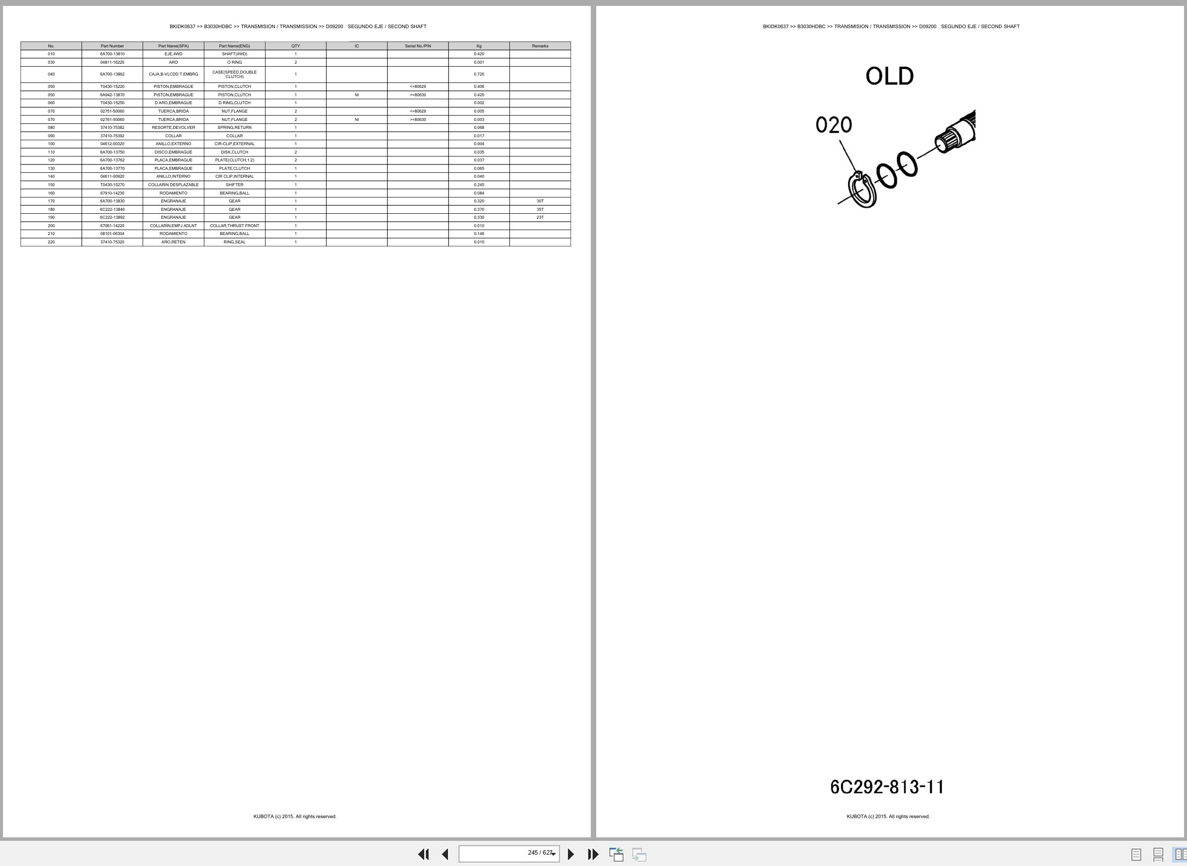 Kubota Tractor B3030HDBC Spare Parts Catalog EN ES (2)