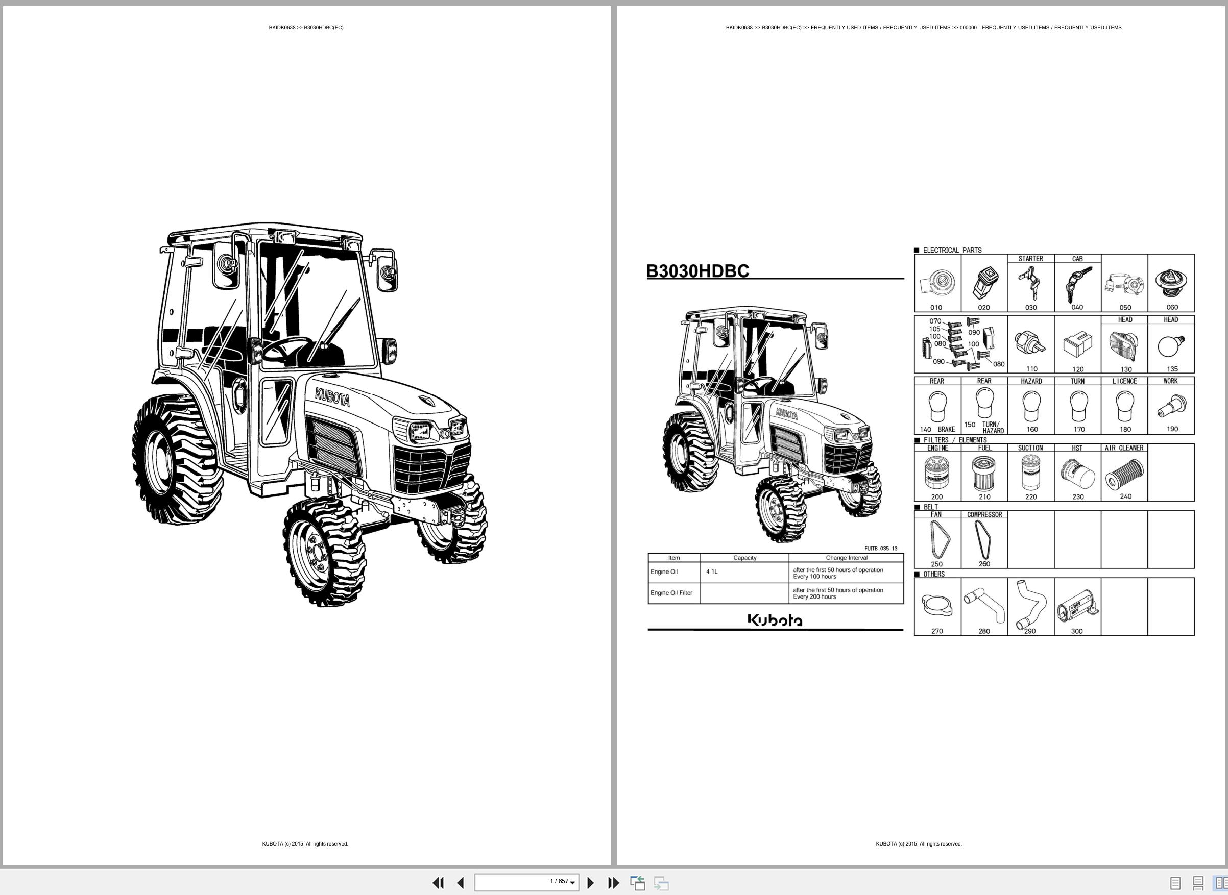 Kubota Tractor B3030HDBC(EC) Spare Parts Catalog EN ES (1)