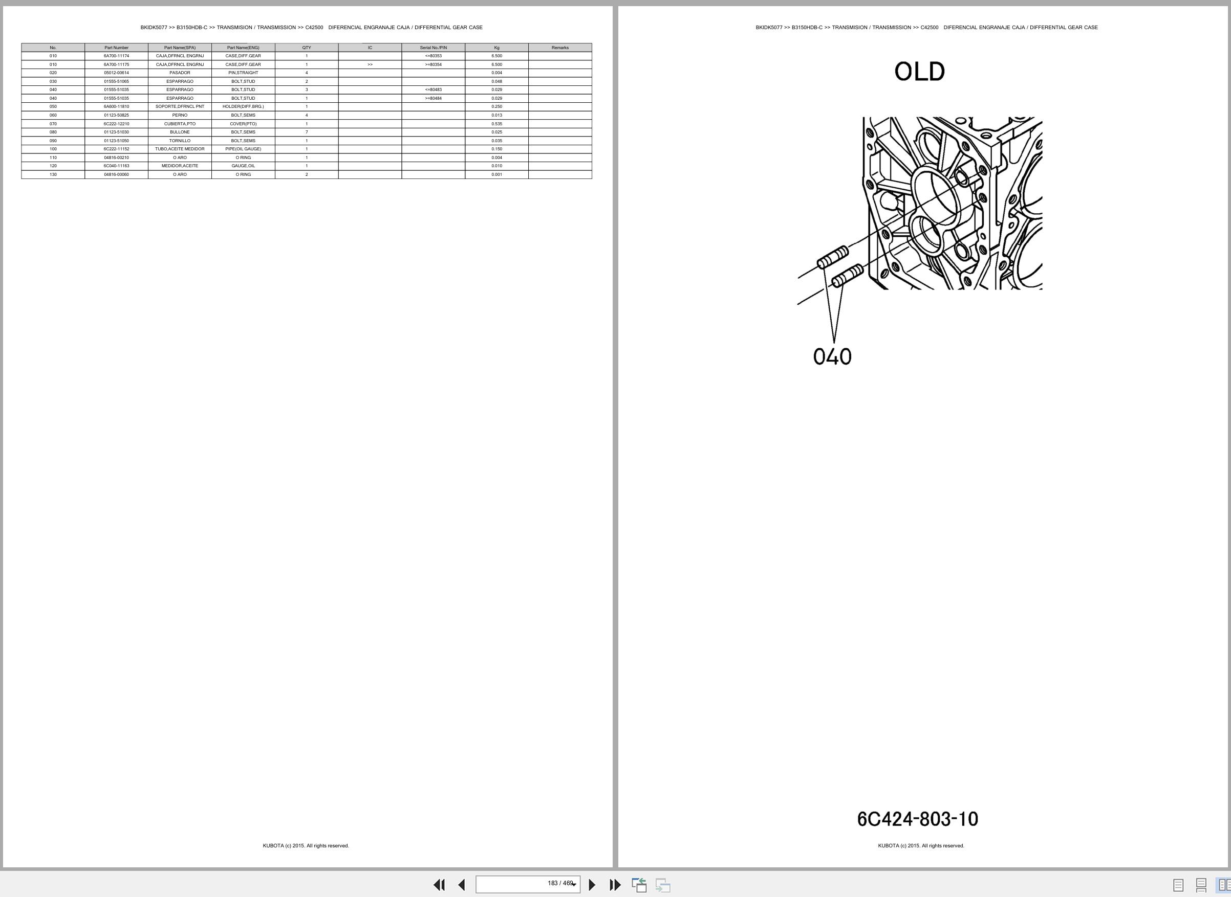 Kubota Tractor B3150HDB C Spare Parts Catalog EN ES (2)