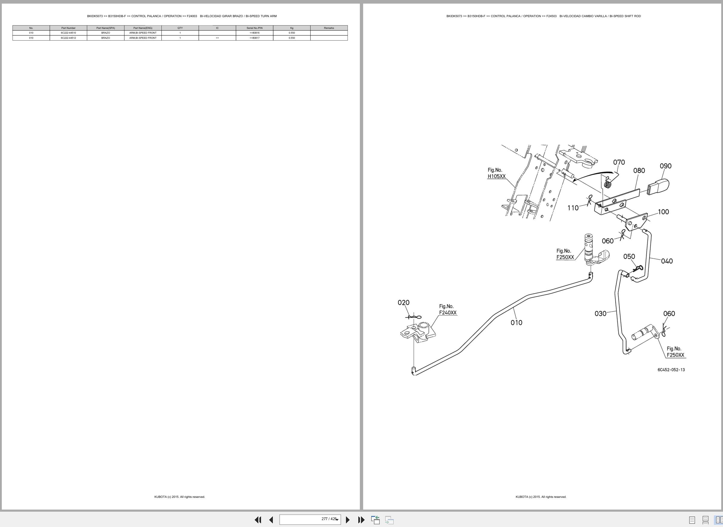 Kubota Tractor B3150HDB F Spare Parts Catalog EN ES (3)