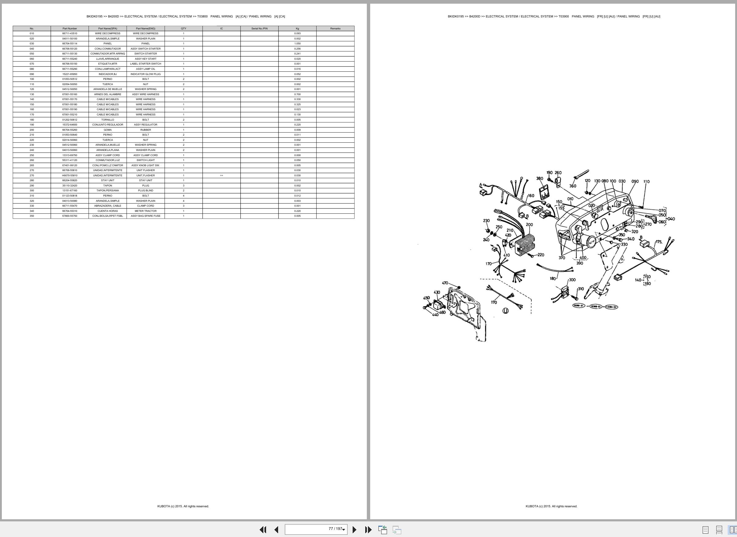 Kubota Tractor B4200D Spare Parts Catalog EN ES (2)