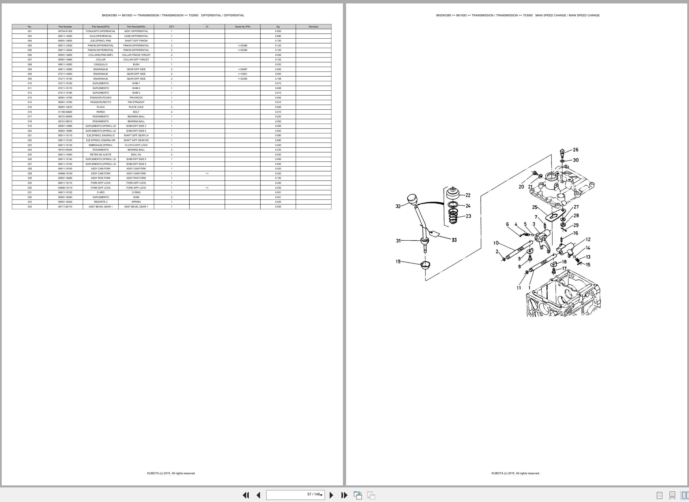 Kubota Tractor B6100D Spare Parts Catalog EN ES (2)