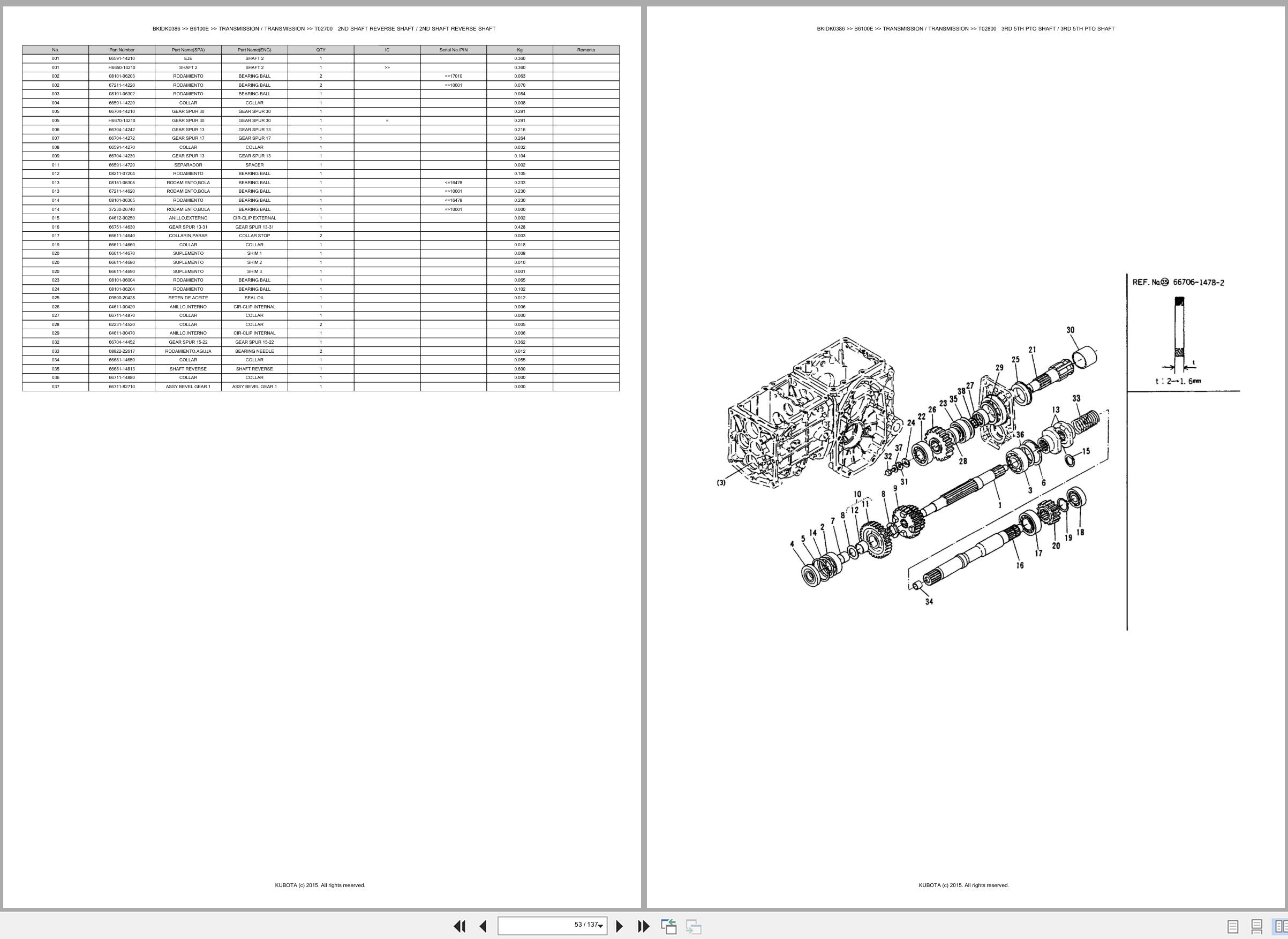 Kubota Tractor B6100E Spare Parts Catalog EN ES (2)