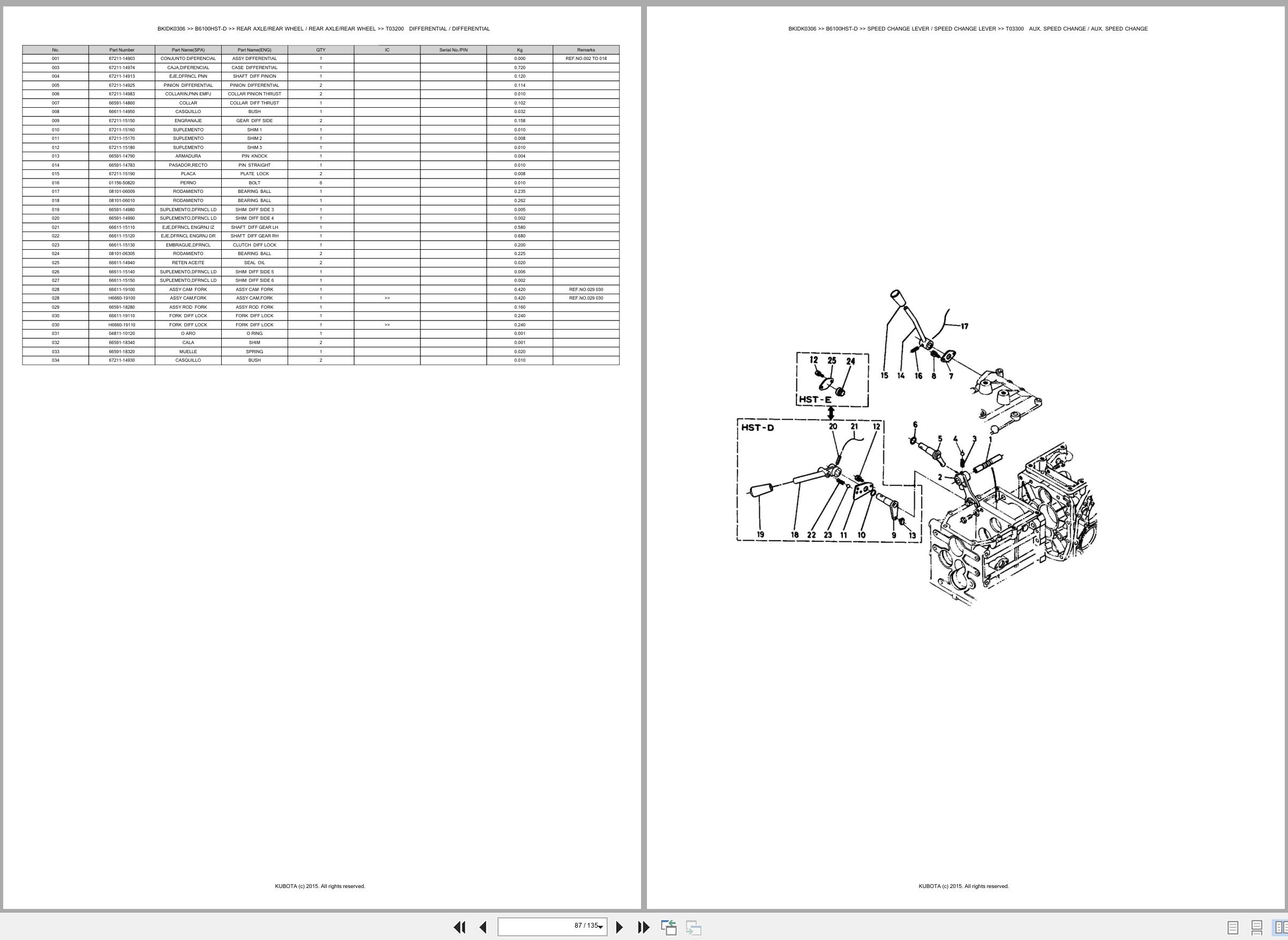 Kubota Tractor B6100HST D Spare Parts Catalog EN ES (3)
