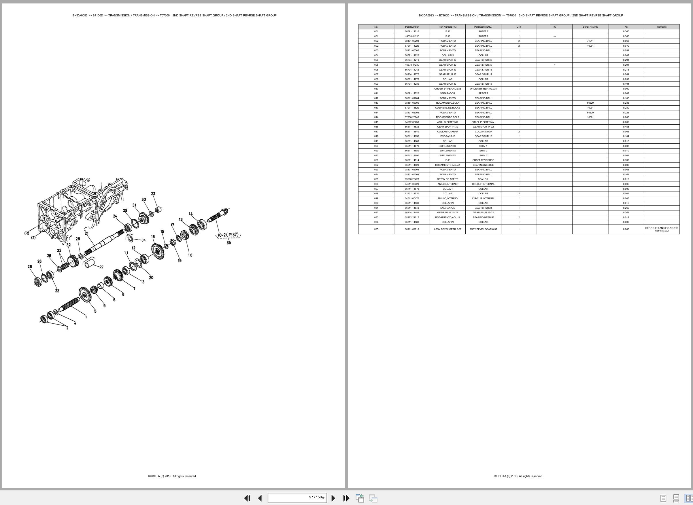 Kubota Tractor B7100D Spare Parts Catalog EN ES (3)