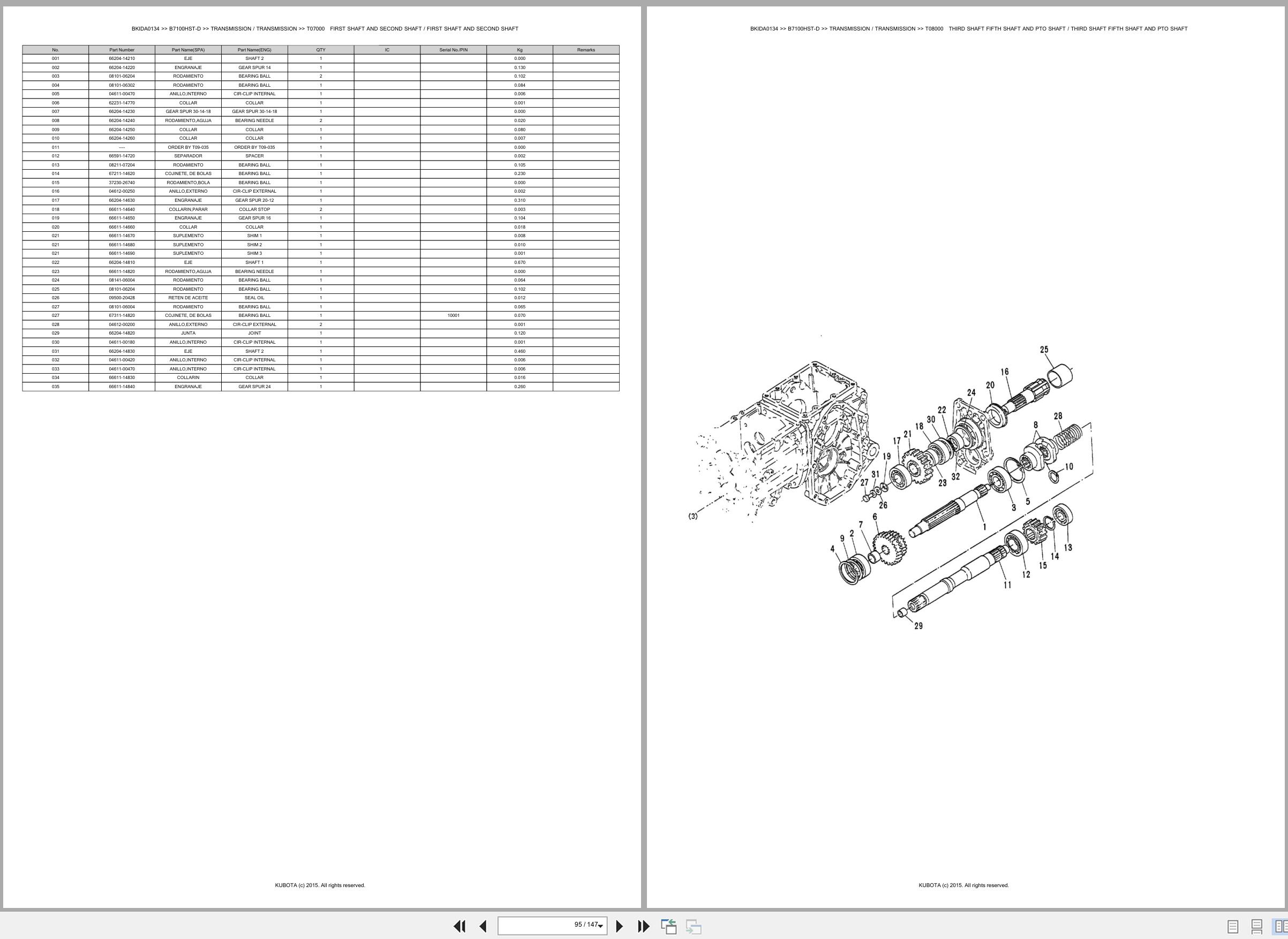 Kubota Tractor B7100HST D Spare Parts Catalog EN ES (3)
