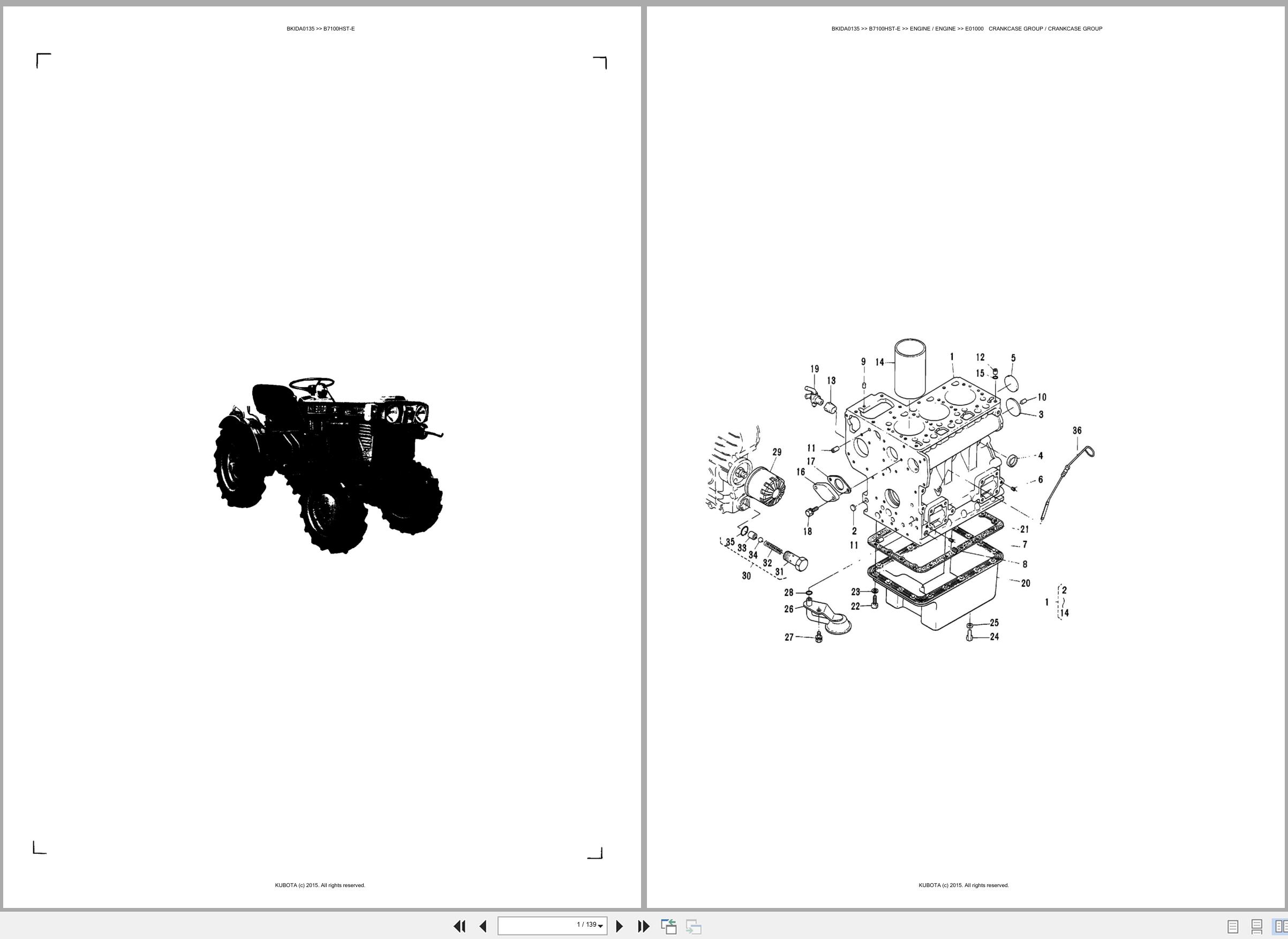 Kubota Tractor B7100HST E Spare Parts Catalog EN ES (1)