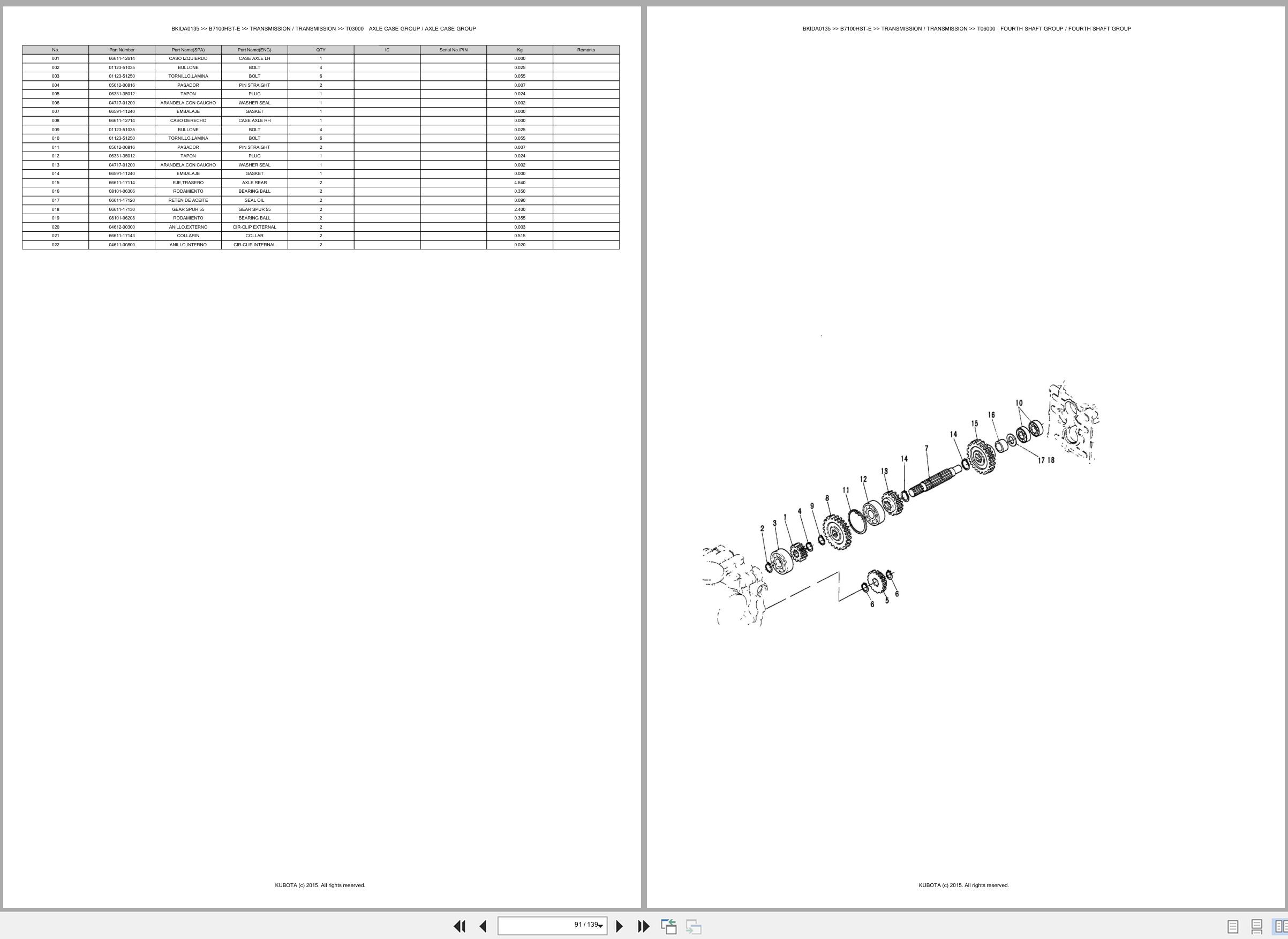 Kubota Tractor B7100HST E Spare Parts Catalog EN ES (3)