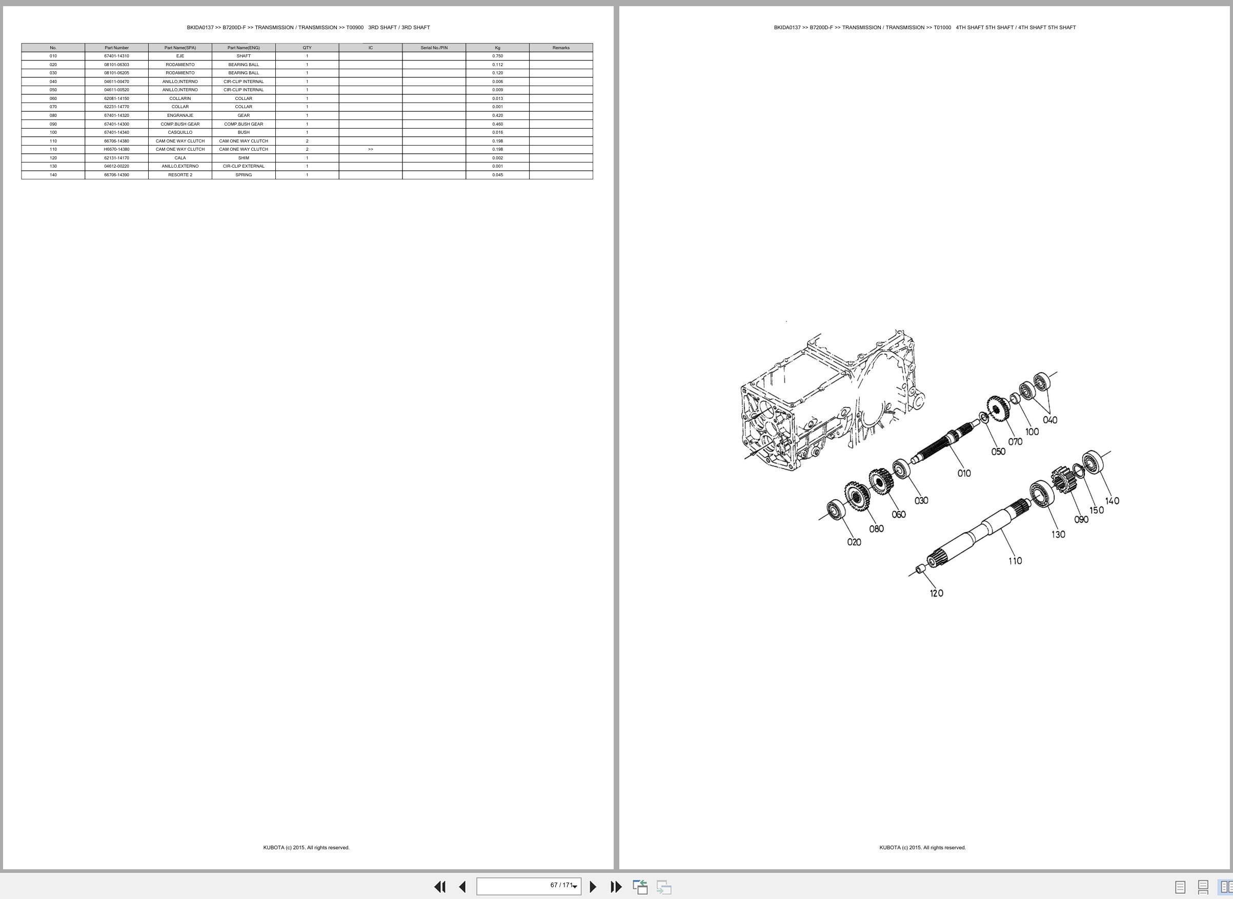 Kubota Tractor B7200D F Spare Parts Catalog EN ES (2)