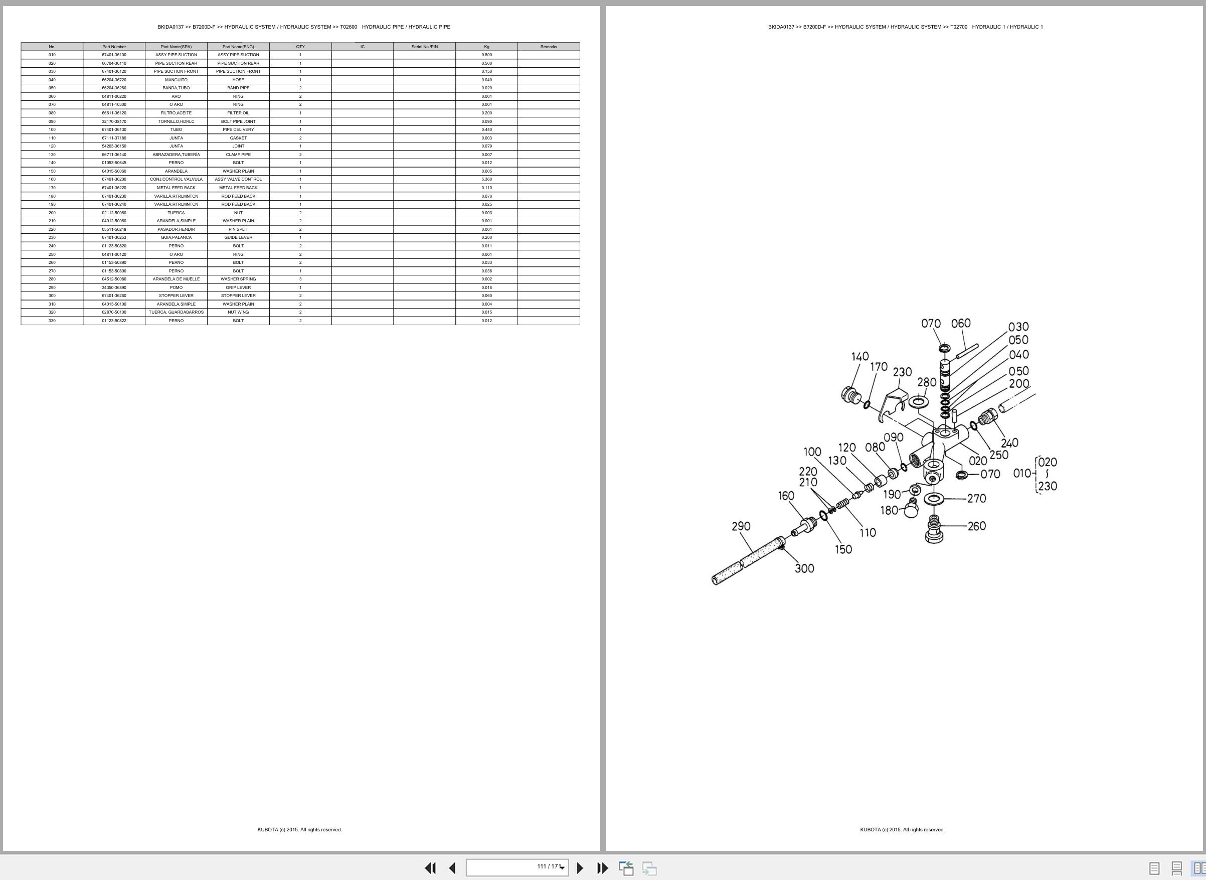 Kubota Tractor B7200D F Spare Parts Catalog EN ES (3)