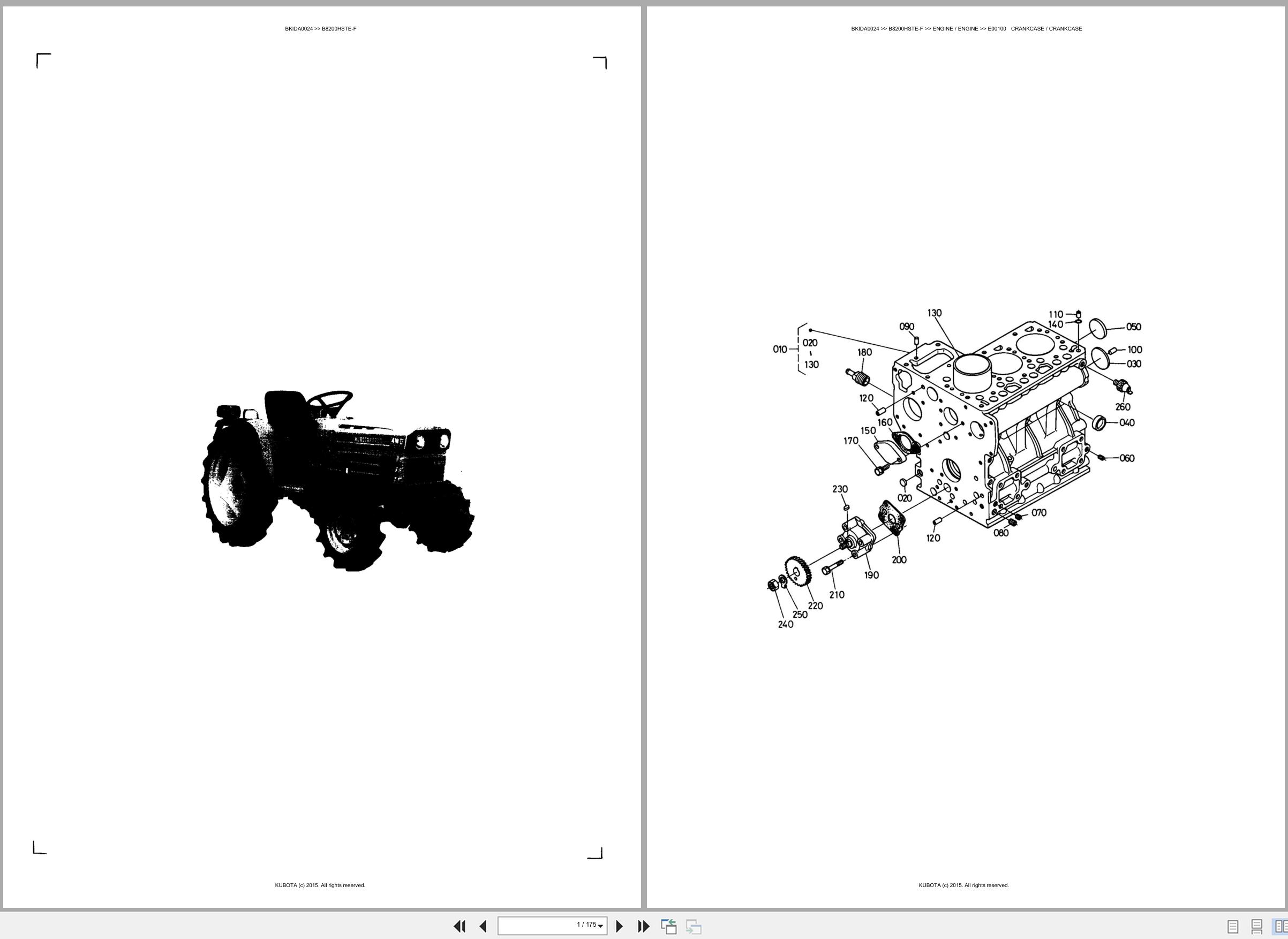 Kubota Tractor B8200HSTE F Spare Parts Catalog EN ES (1)