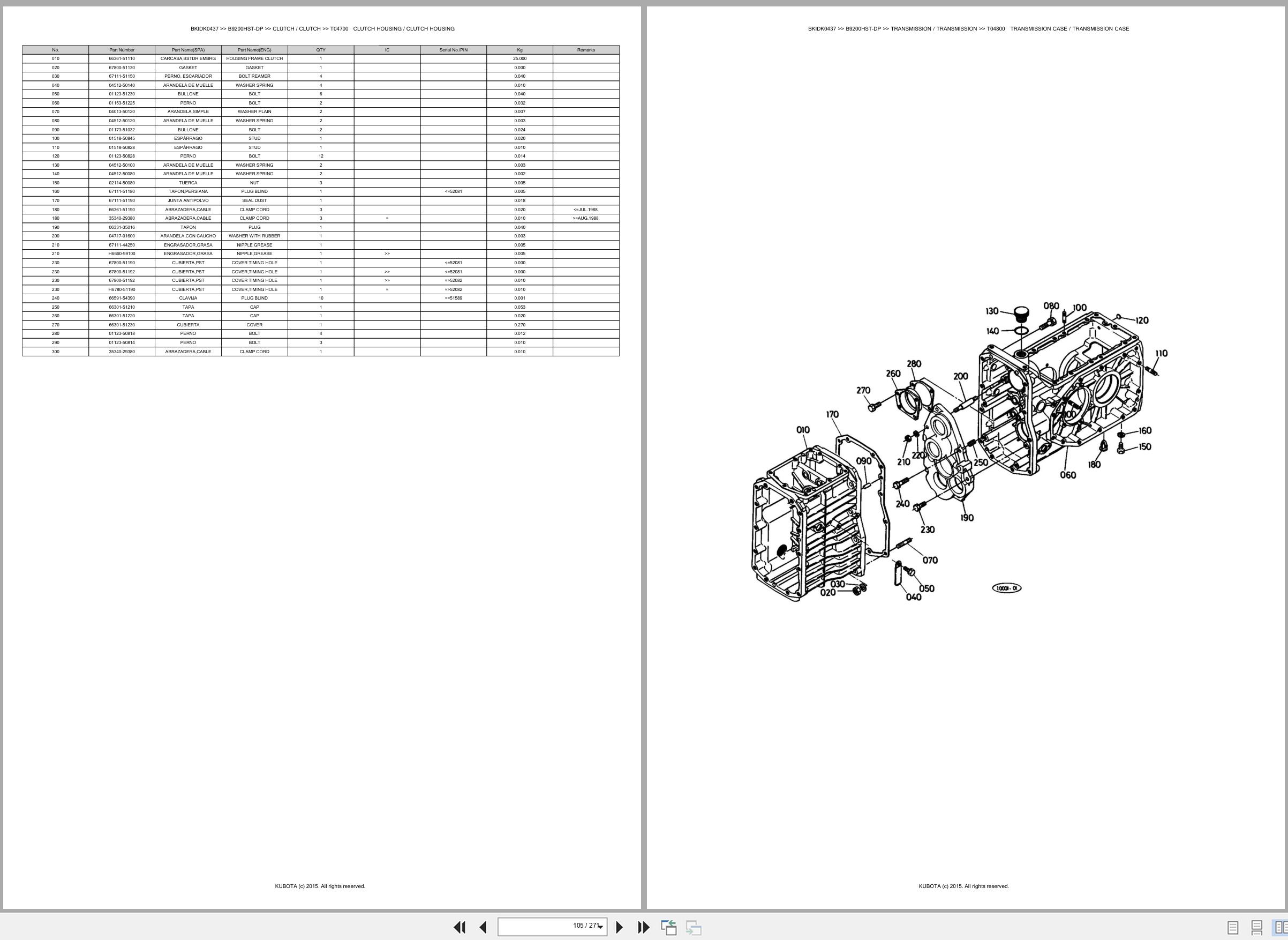 Kubota Tractor B9200HST DP Spare Parts Catalog EN ES (2)