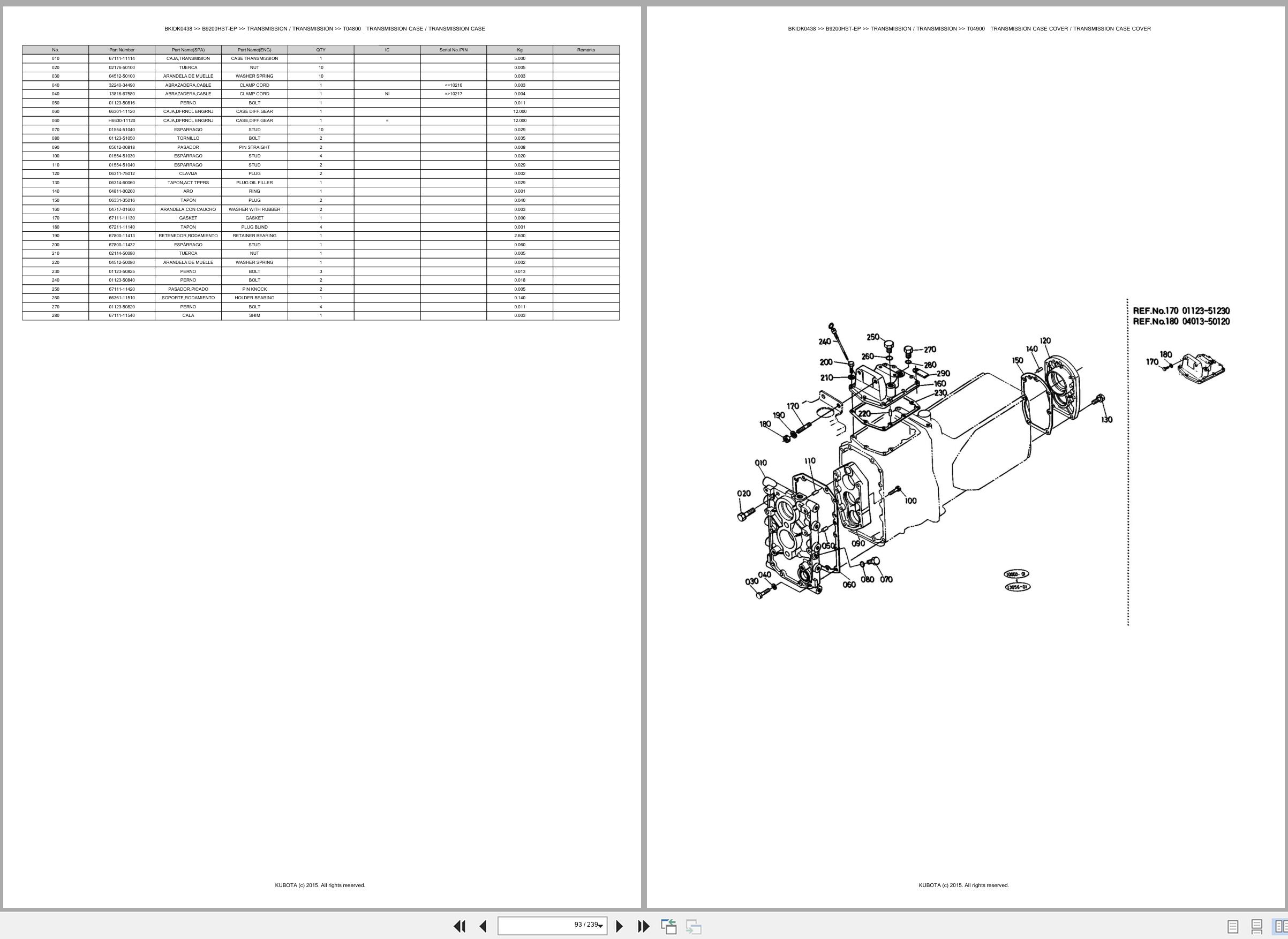 Kubota Tractor B9200HST EP Spare Parts Catalog EN ES (2)