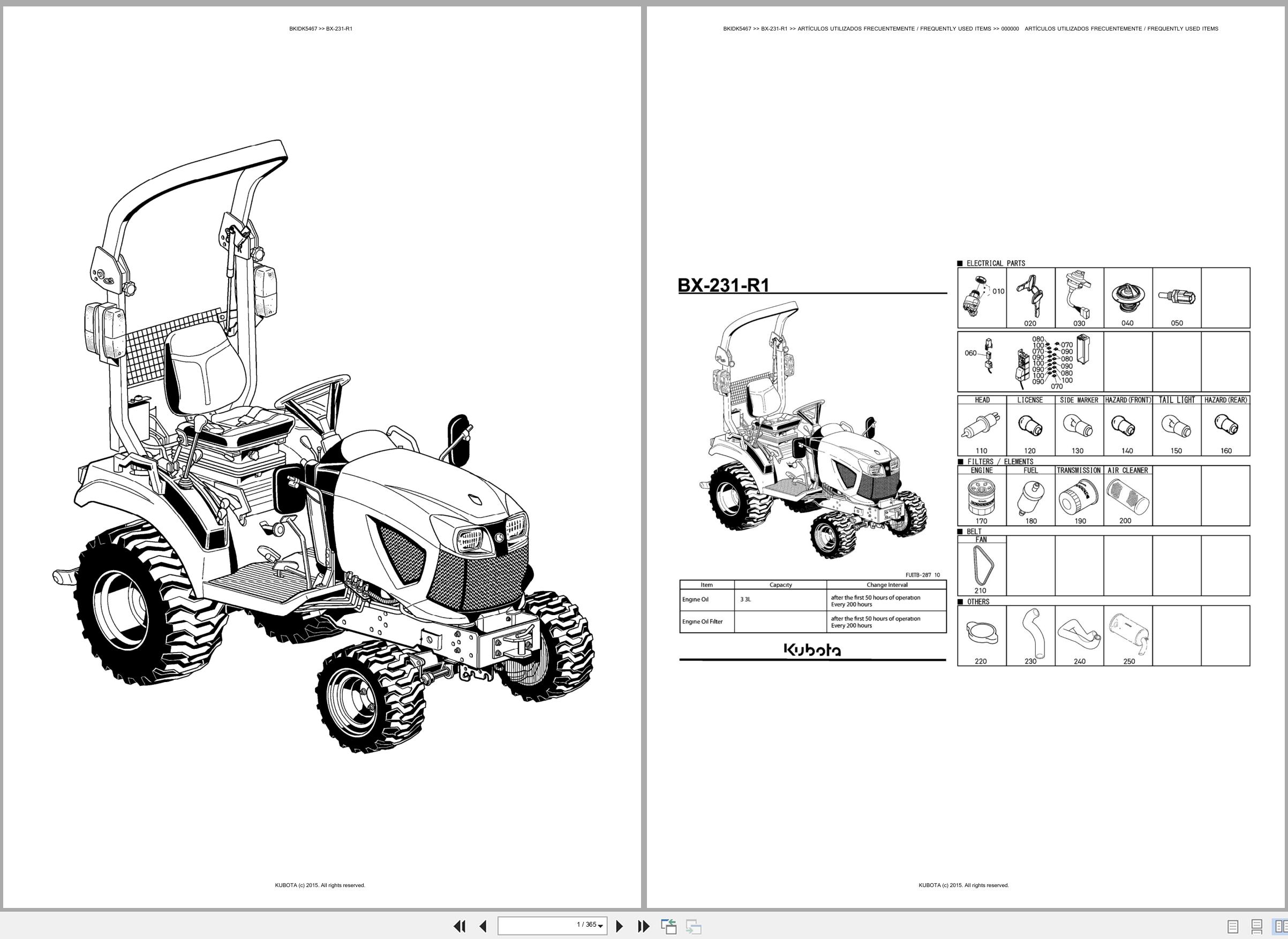 Kubota Tractor BX 231 R1 Spare Parts Catalog EN ES (1)