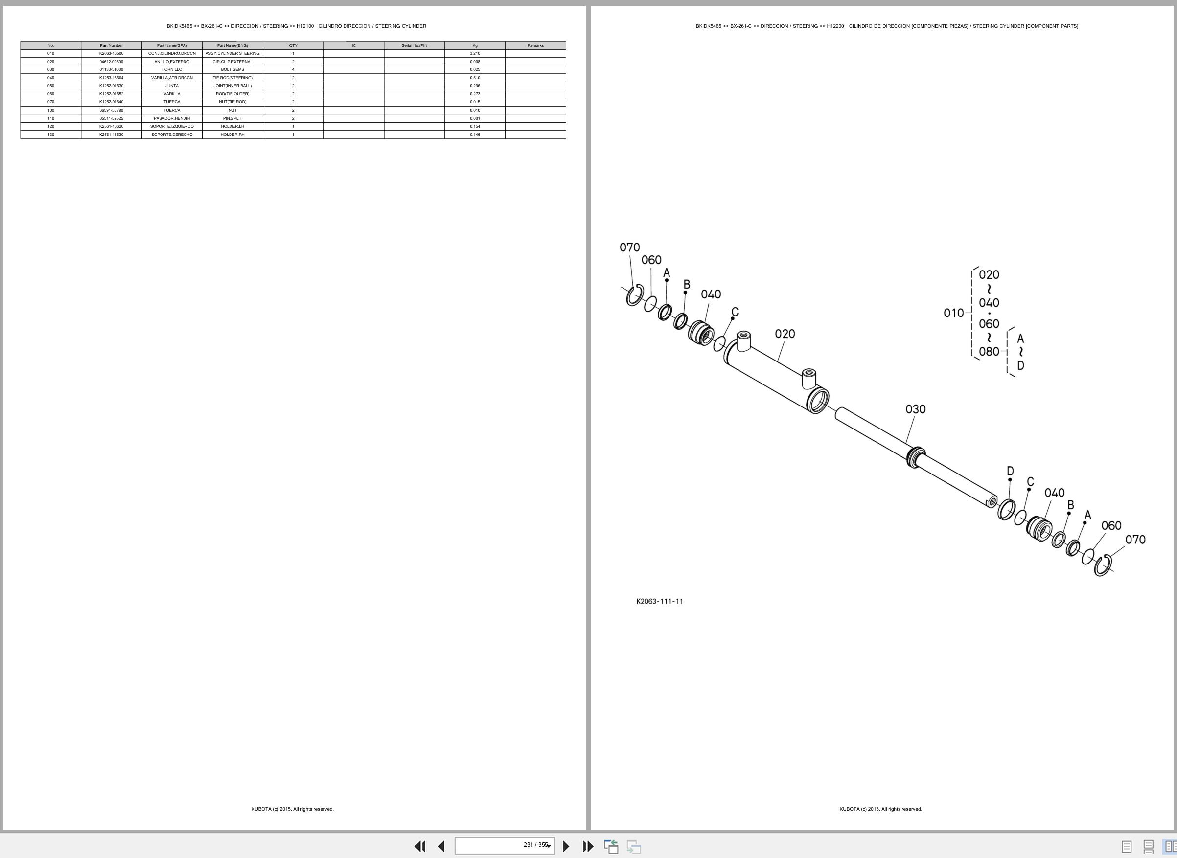 Kubota Tractor BX 261 C Spare Parts Catalog EN ES (3)