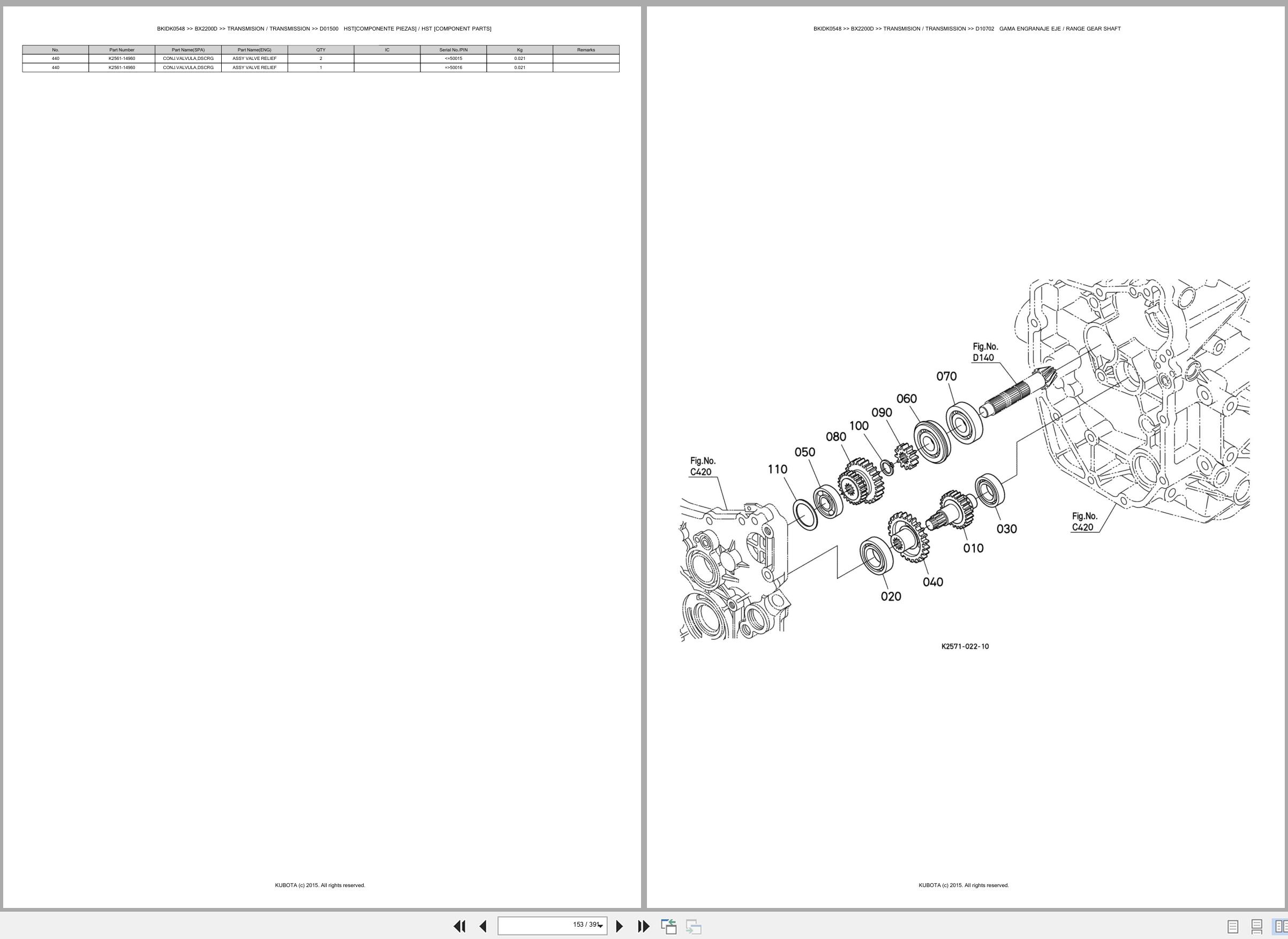 Kubota Tractor BX2200D Spare Parts Catalog EN ES (2)