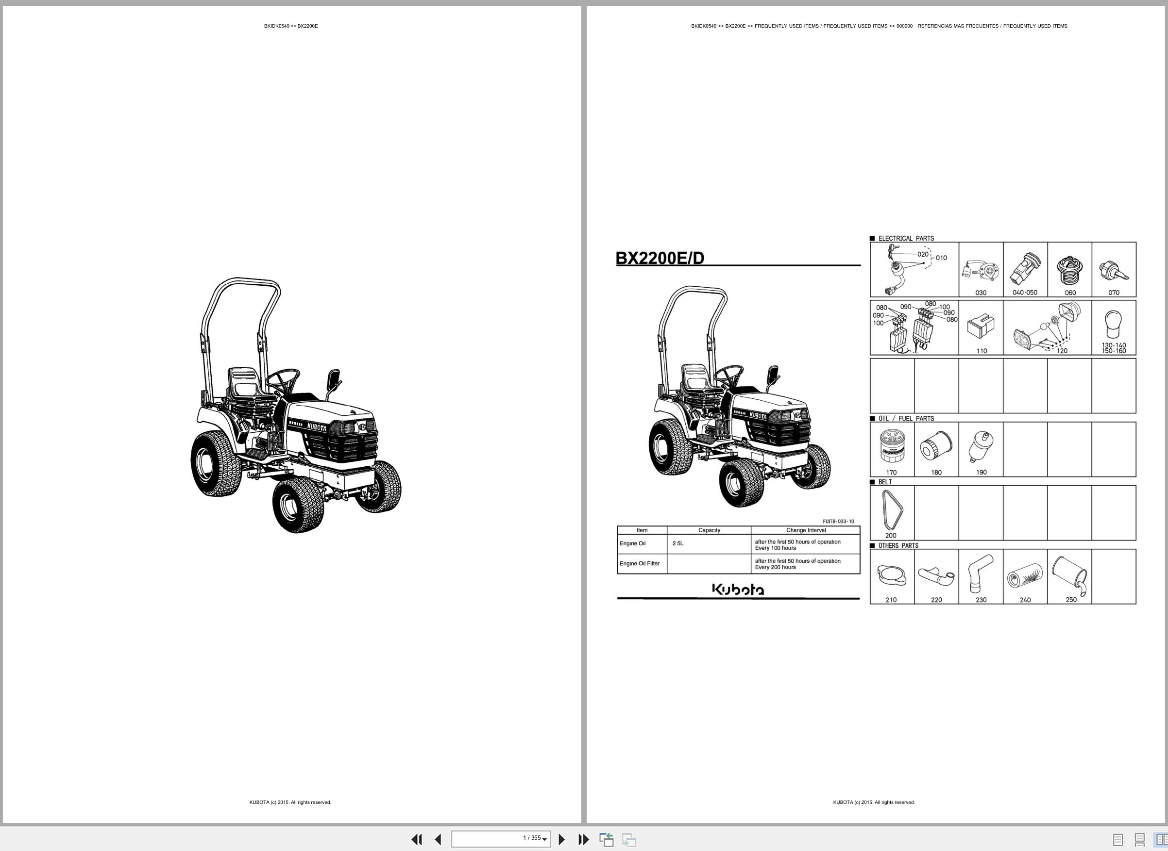Kubota Tractor BX2200E Spare Parts Catalog EN ES (1)