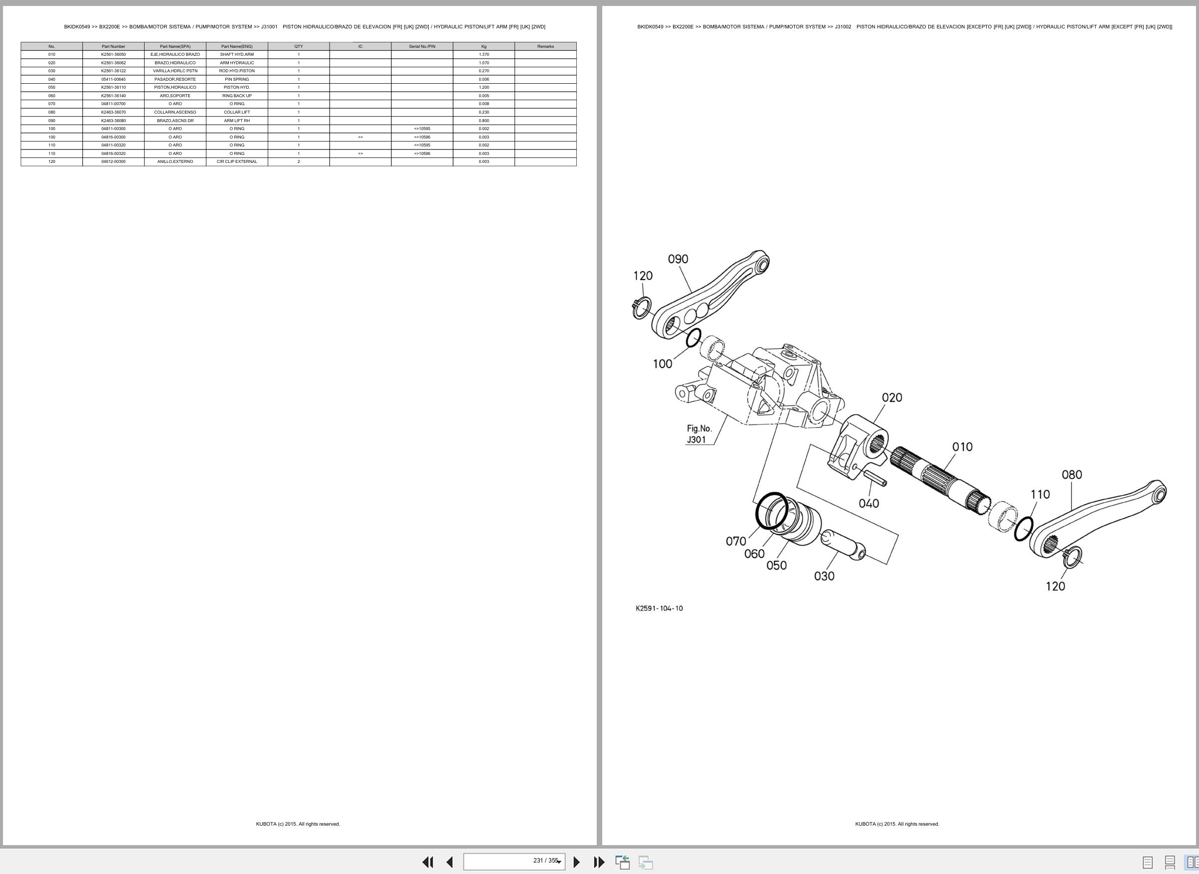 Kubota Tractor BX2200E Spare Parts Catalog EN ES (3)
