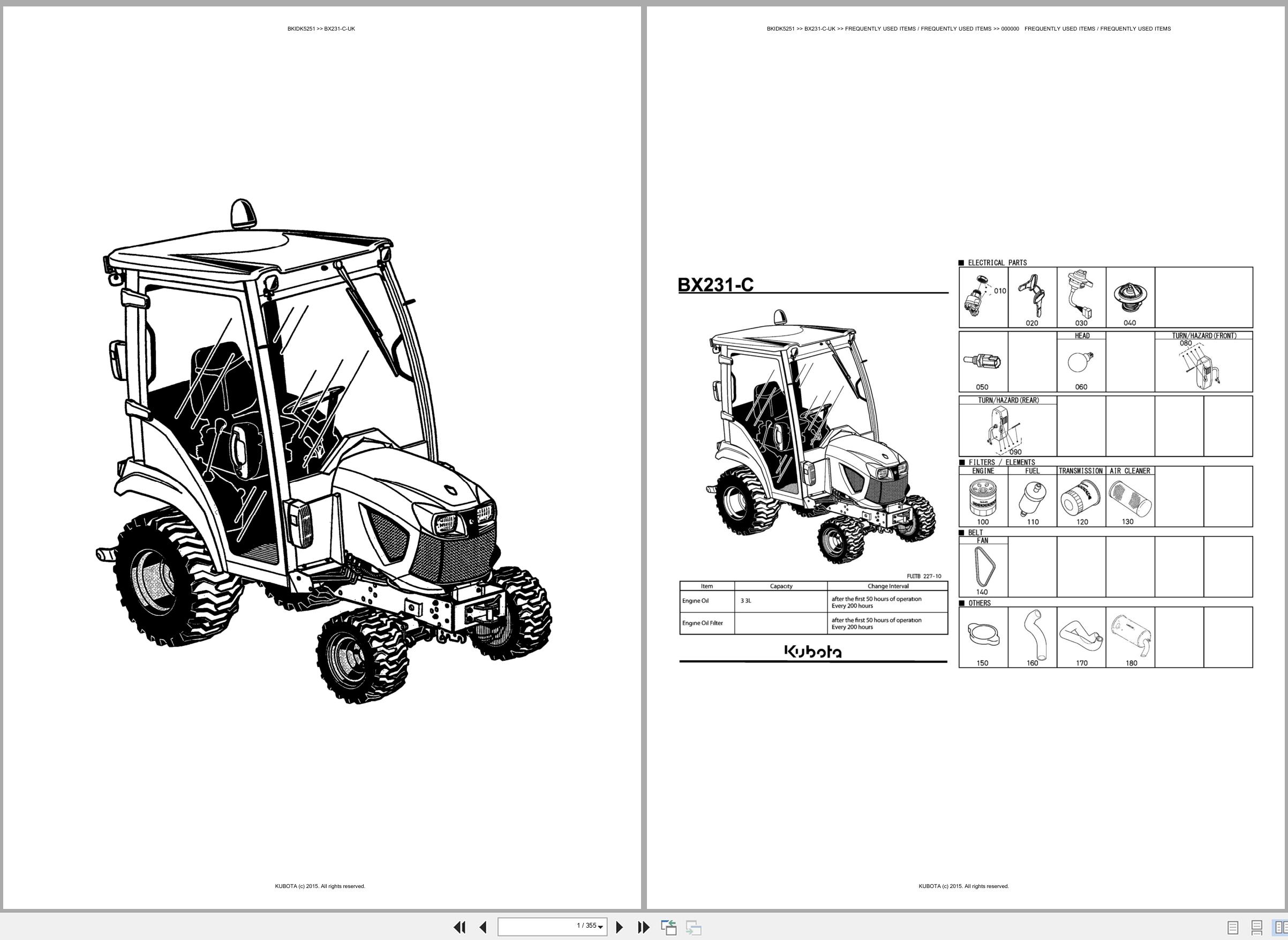 Kubota Tractor BX231 C UK Spare Parts Catalog EN ES (1)