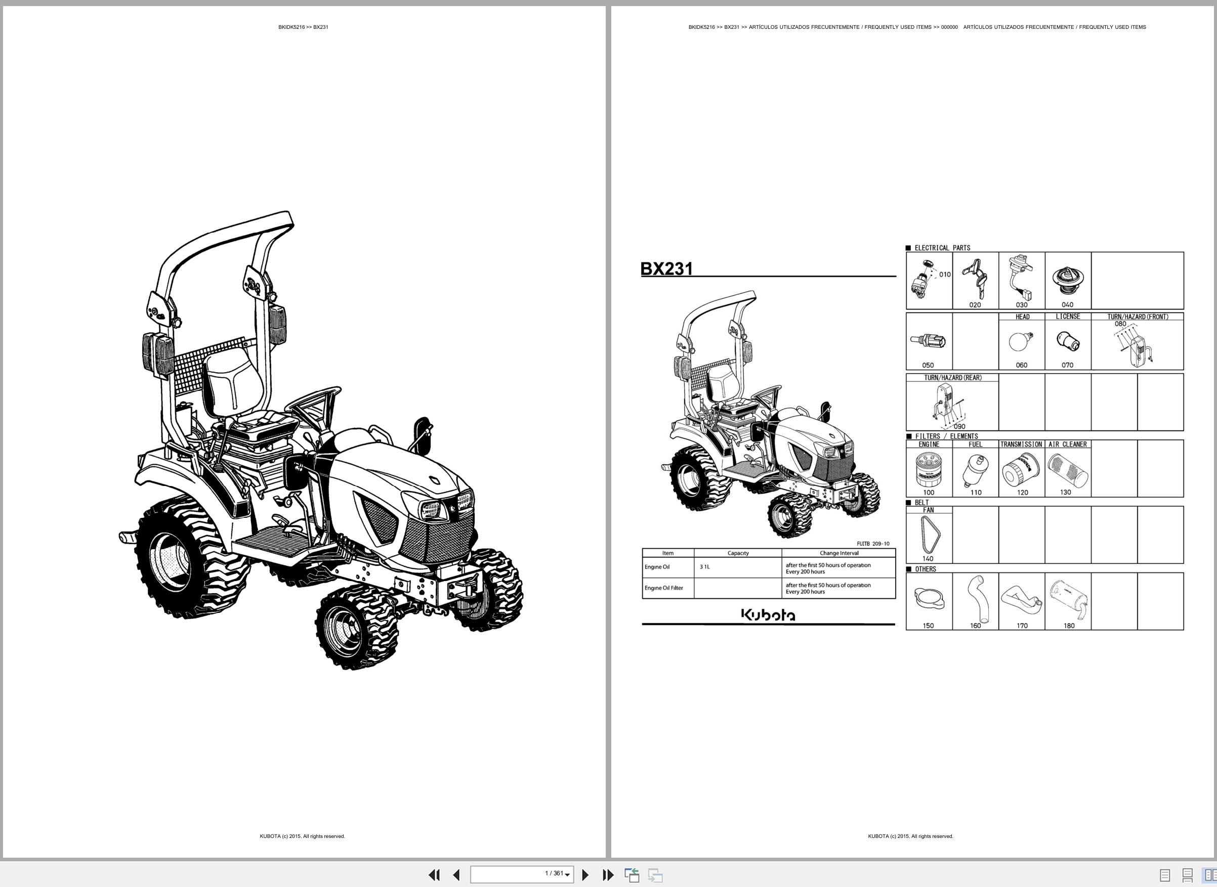 Kubota Tractor BX231 Spare Parts Catalog EN ES (1)