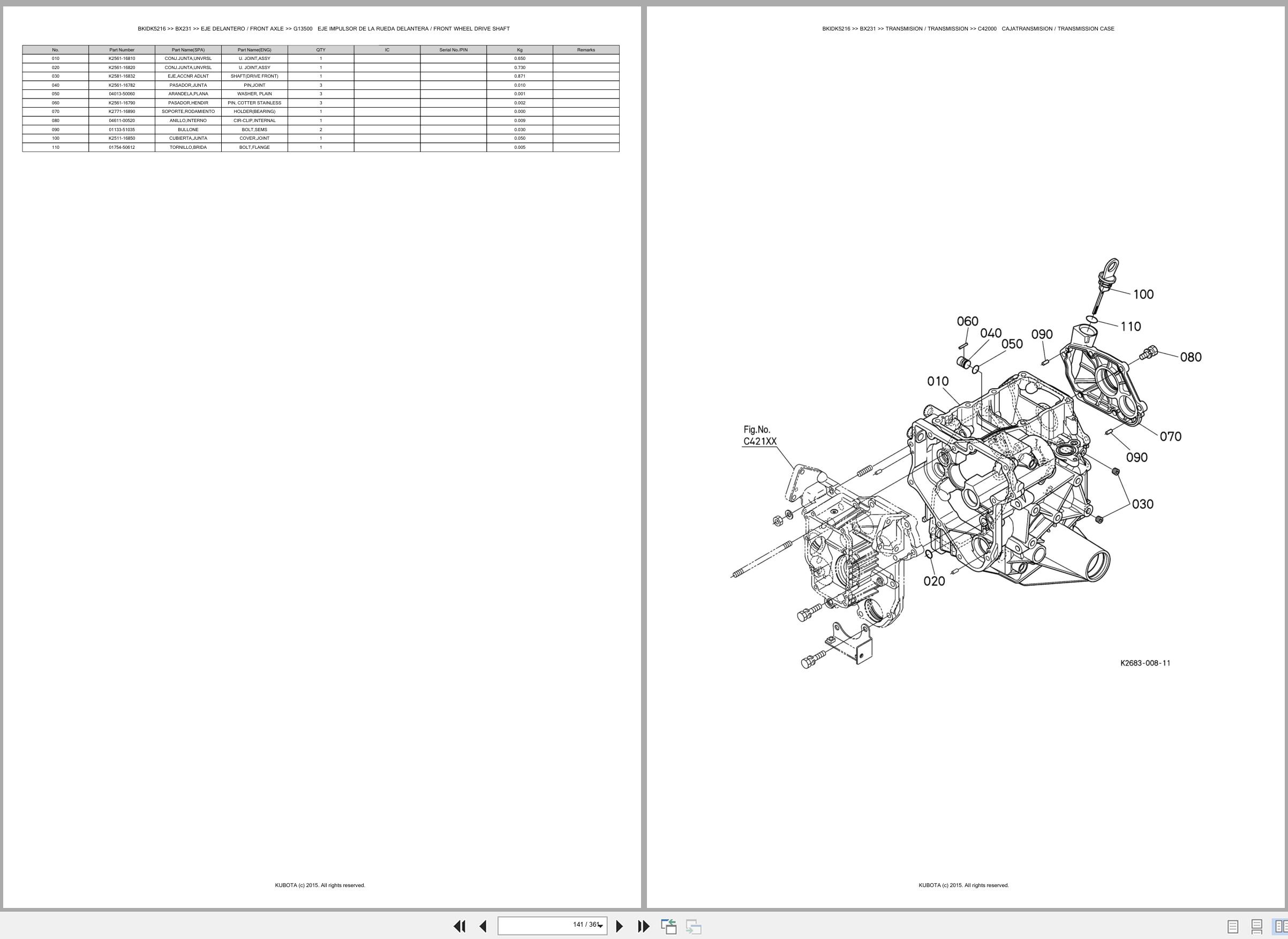 Kubota Tractor BX231 Spare Parts Catalog EN ES (2)