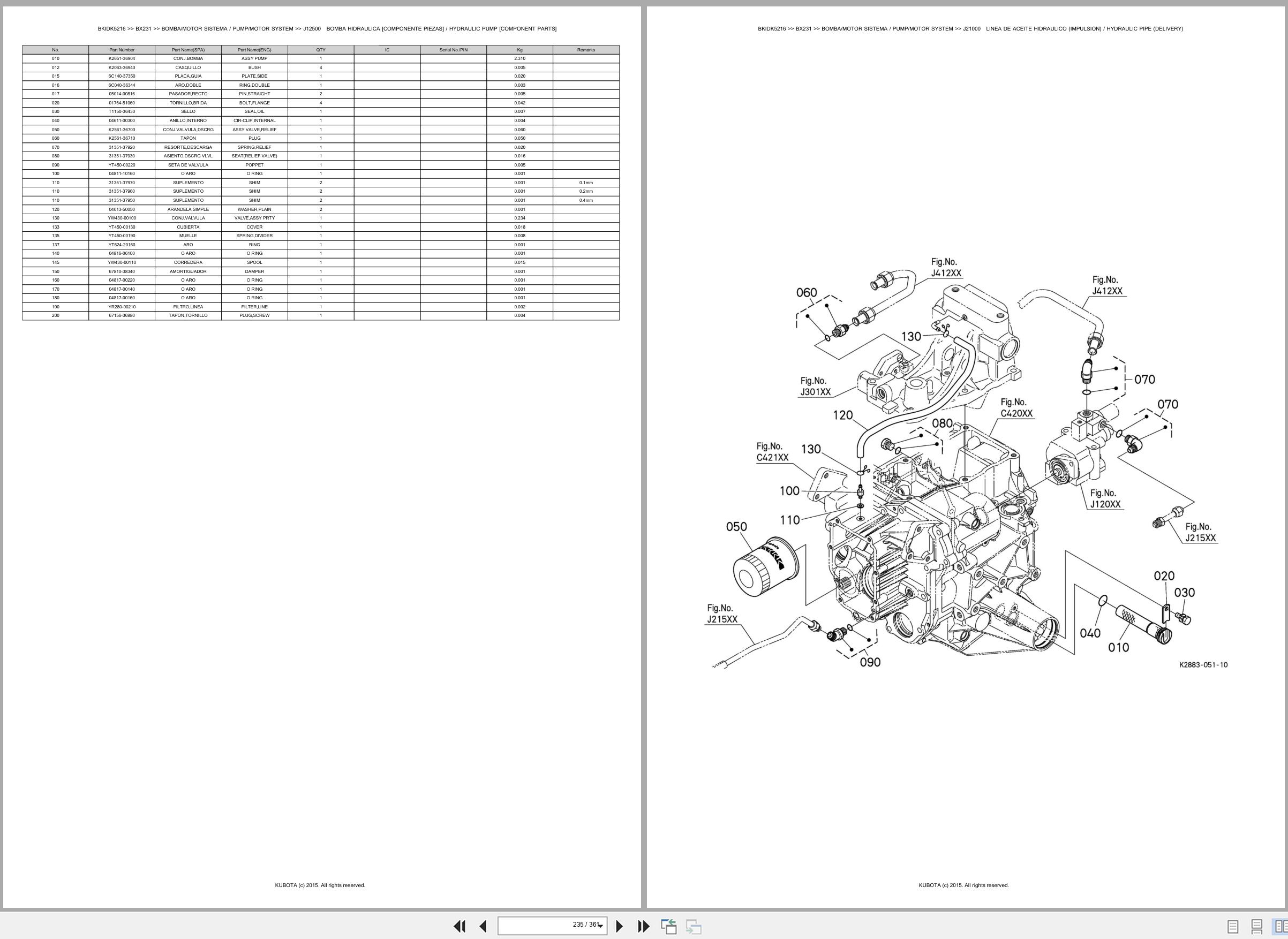 Kubota Tractor BX231 Spare Parts Catalog EN ES (3)