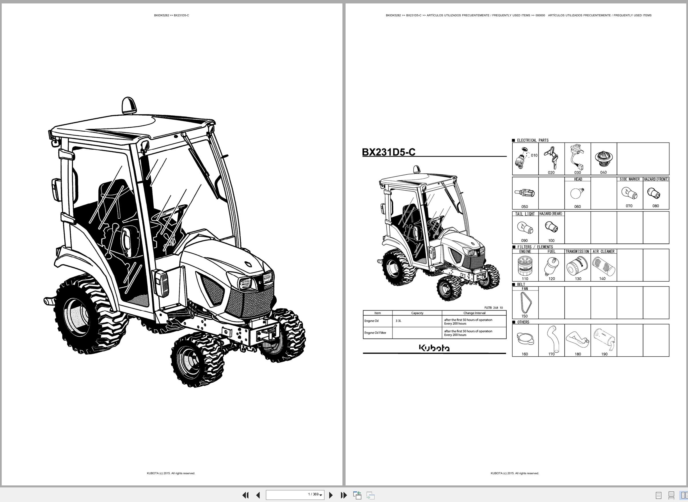 Kubota Tractor BX231D5 C Spare Parts Catalog EN ES (1)