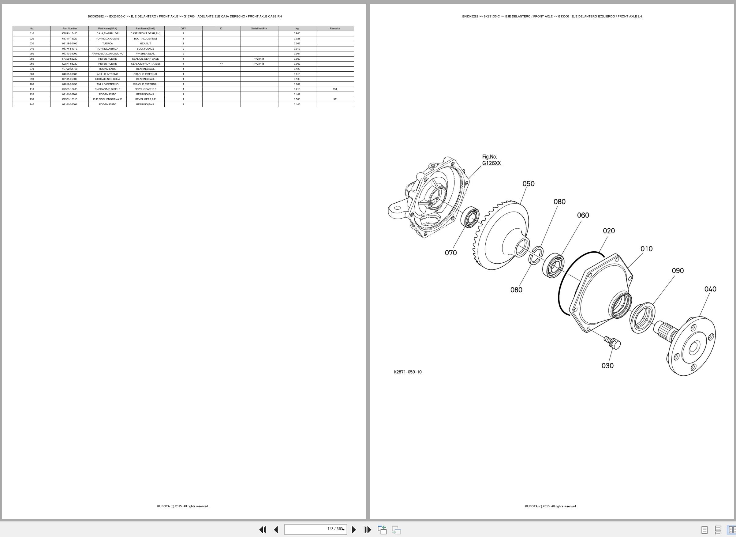 Kubota Tractor BX231D5 C Spare Parts Catalog EN ES (2)
