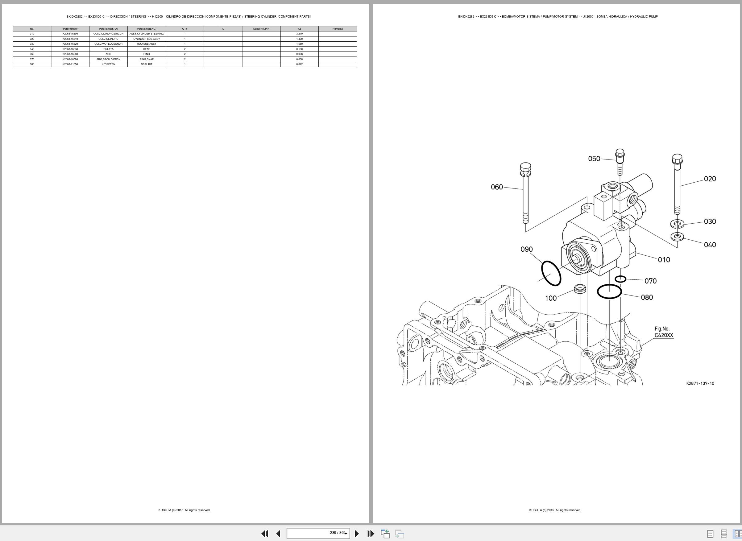 Kubota Tractor BX231D5 C Spare Parts Catalog EN ES (3)