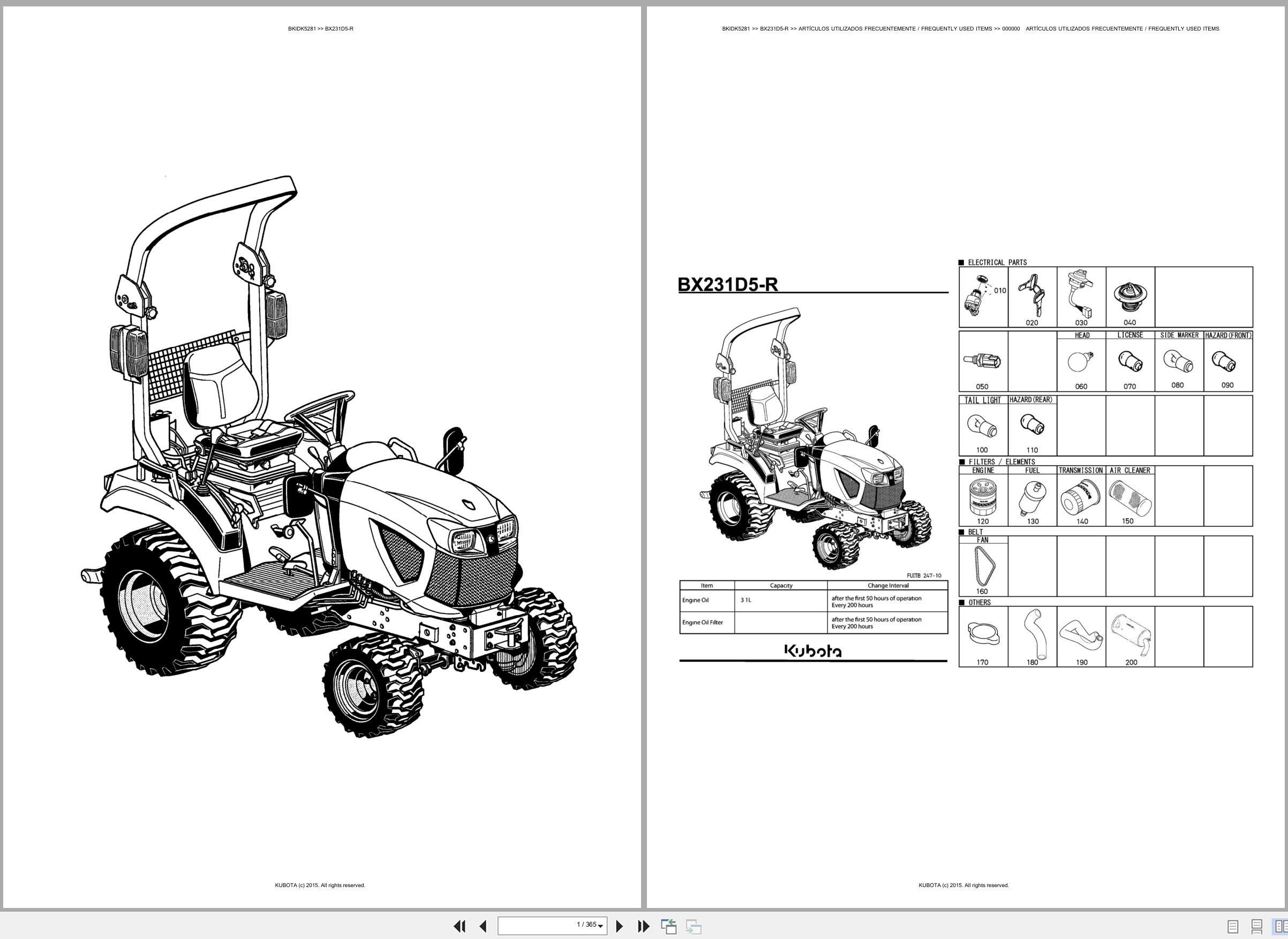 Kubota Tractor BX231D5 R Spare Parts Catalog EN ES (1)