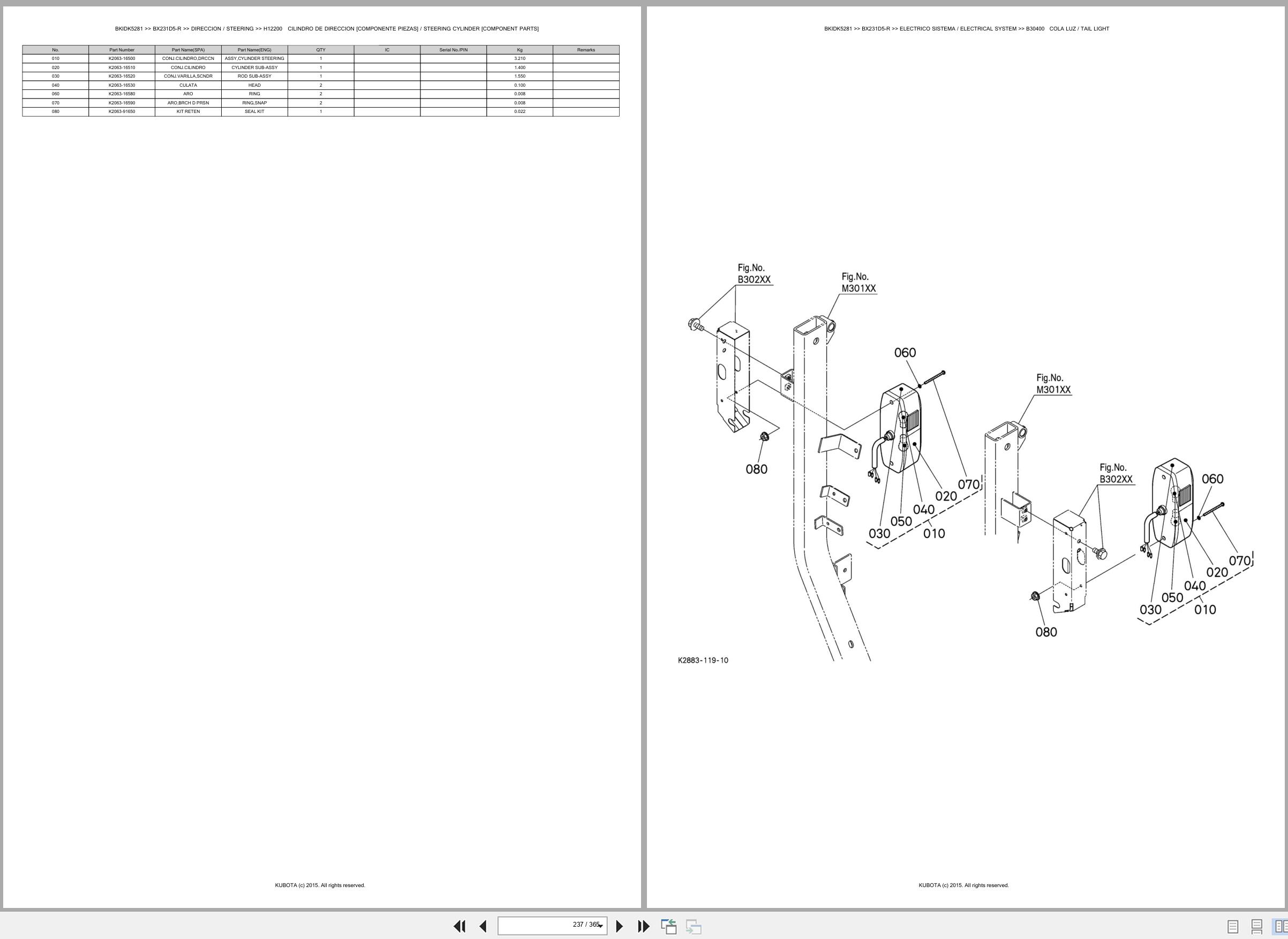 Kubota Tractor BX231D5 R Spare Parts Catalog EN ES (3)