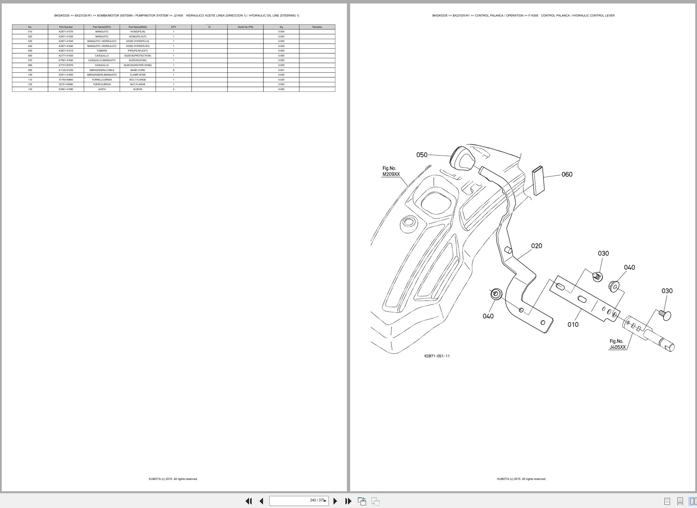 Kubota Tractor BX231D5 R1 Spare Parts Catalog EN ES (3)