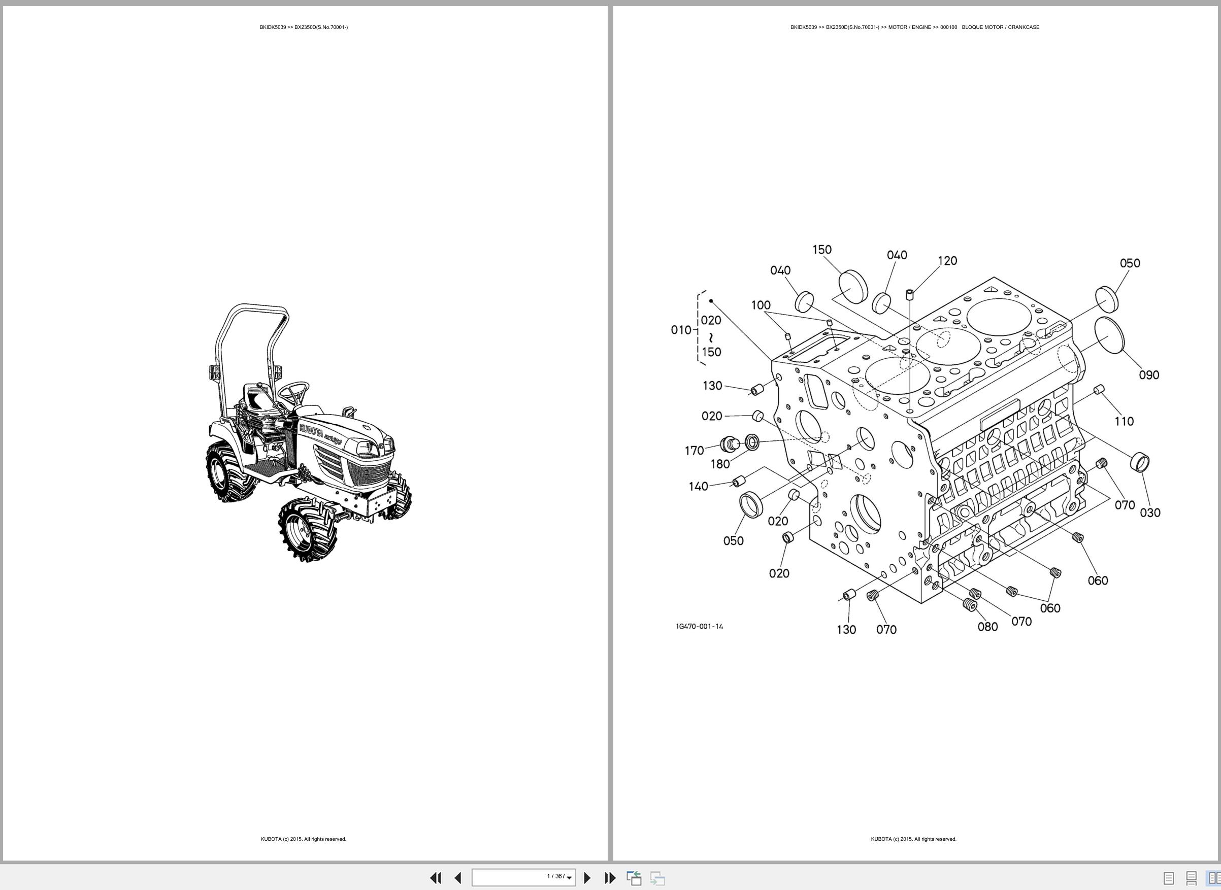 Kubota Tractor BX2350D 70001 Spare Parts Catalog EN ES (1)
