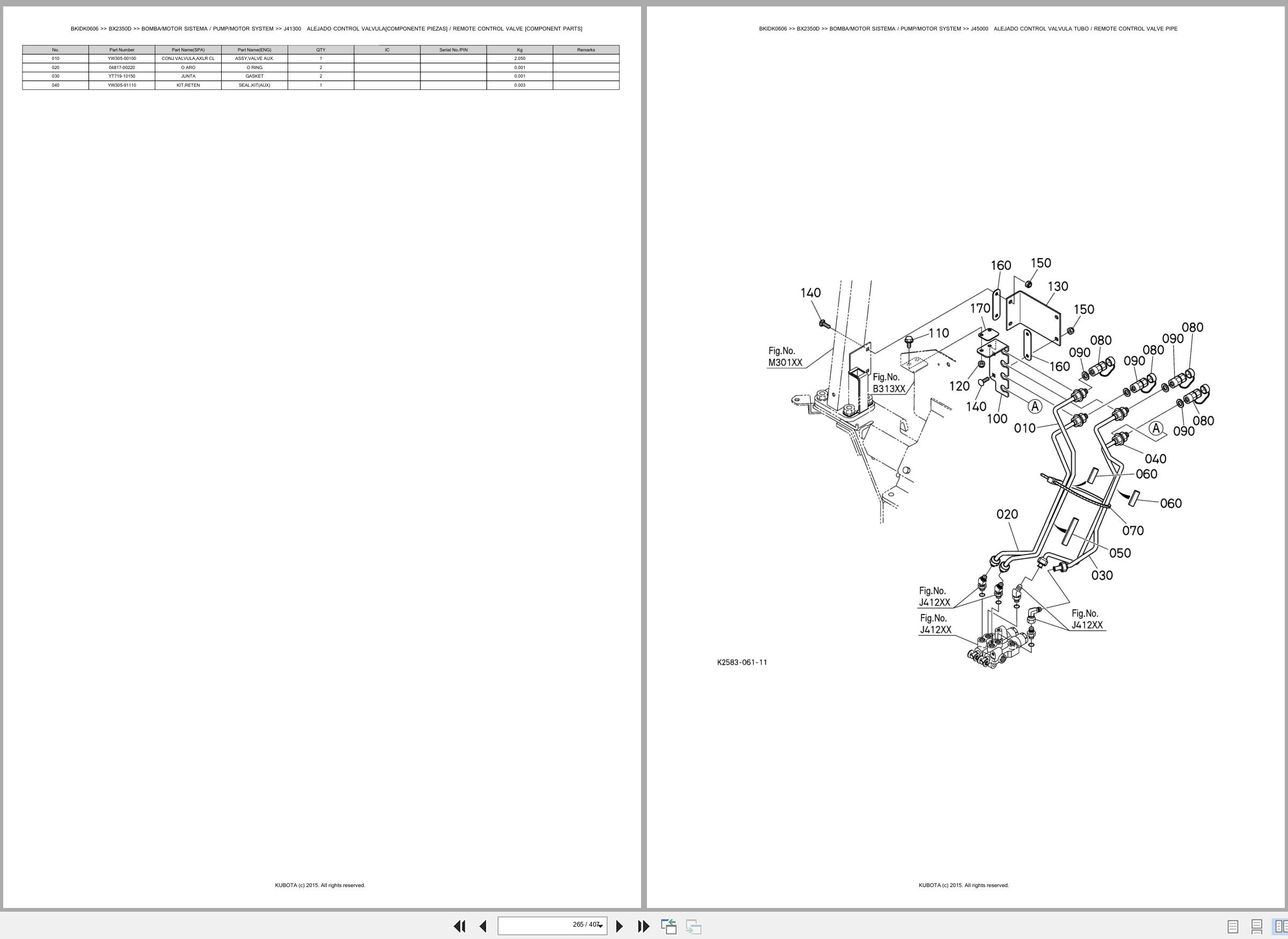 Kubota Tractor BX2350D Spare Parts Catalog EN ES (3)