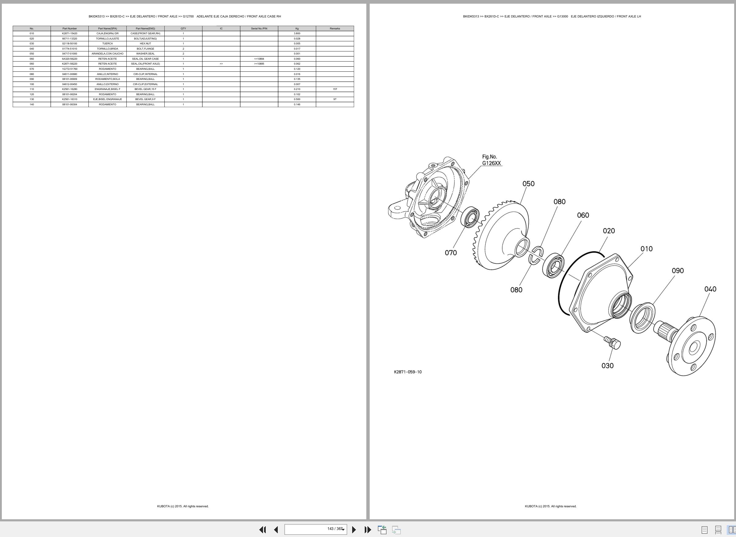 Kubota Tractor BX261D C Spare Parts Catalog EN ES (2)