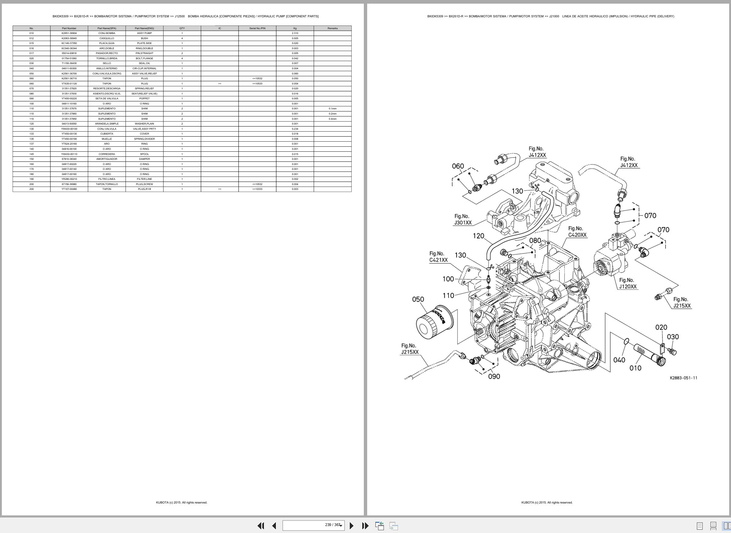 Kubota Tractor BX261D R Spare Parts Catalog EN ES (3)