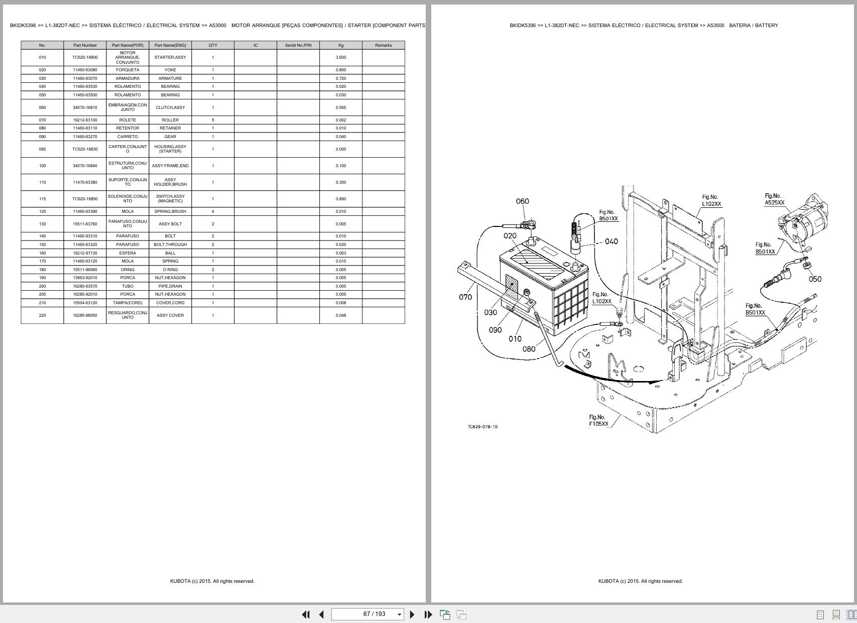 Kubota Tractor L1 382DT NEC Spare Parts Catalog EN PT (2)