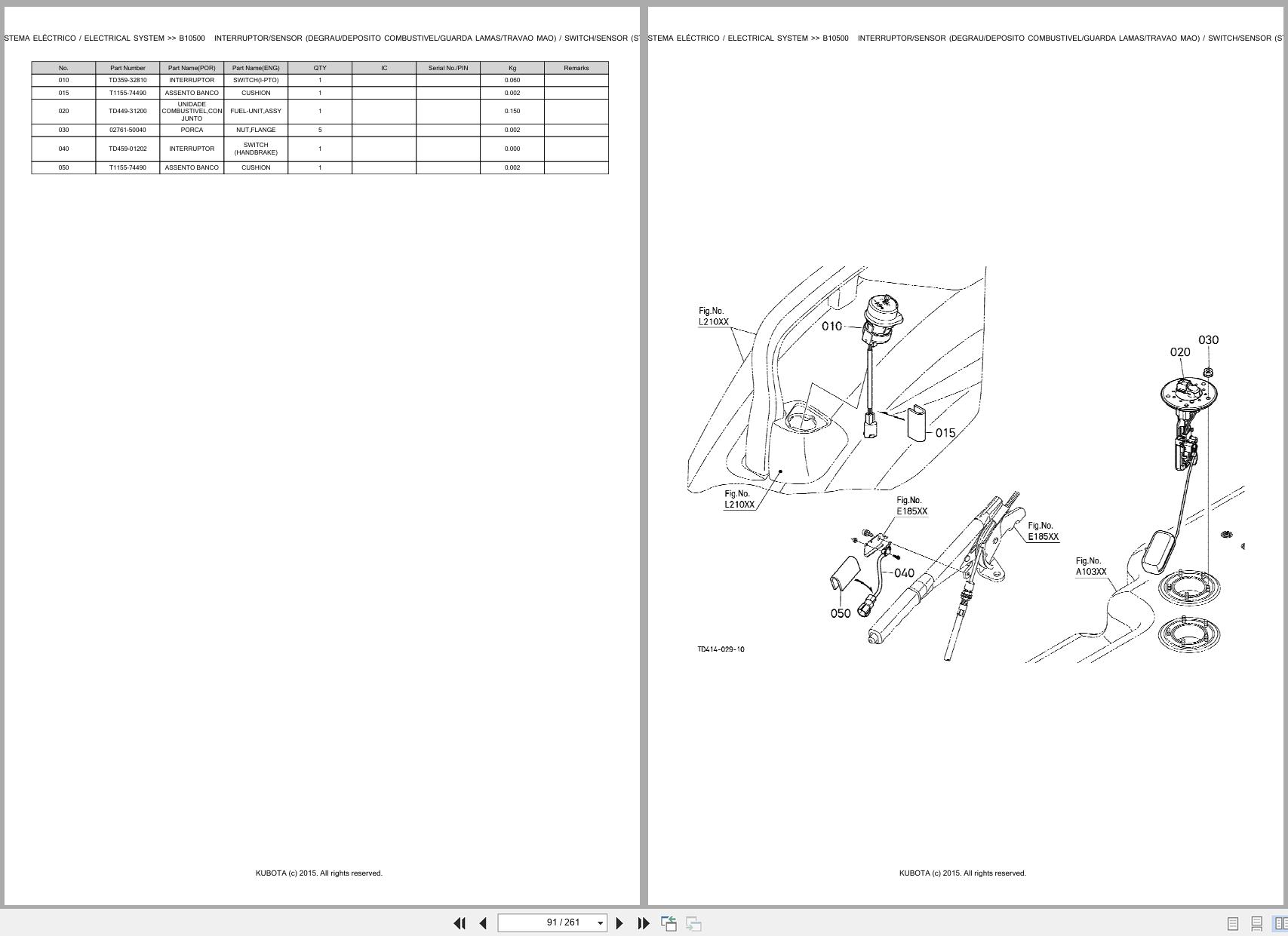 Kubota Tractor L1 452DT EC Spare Parts Catalog EN PT (2)